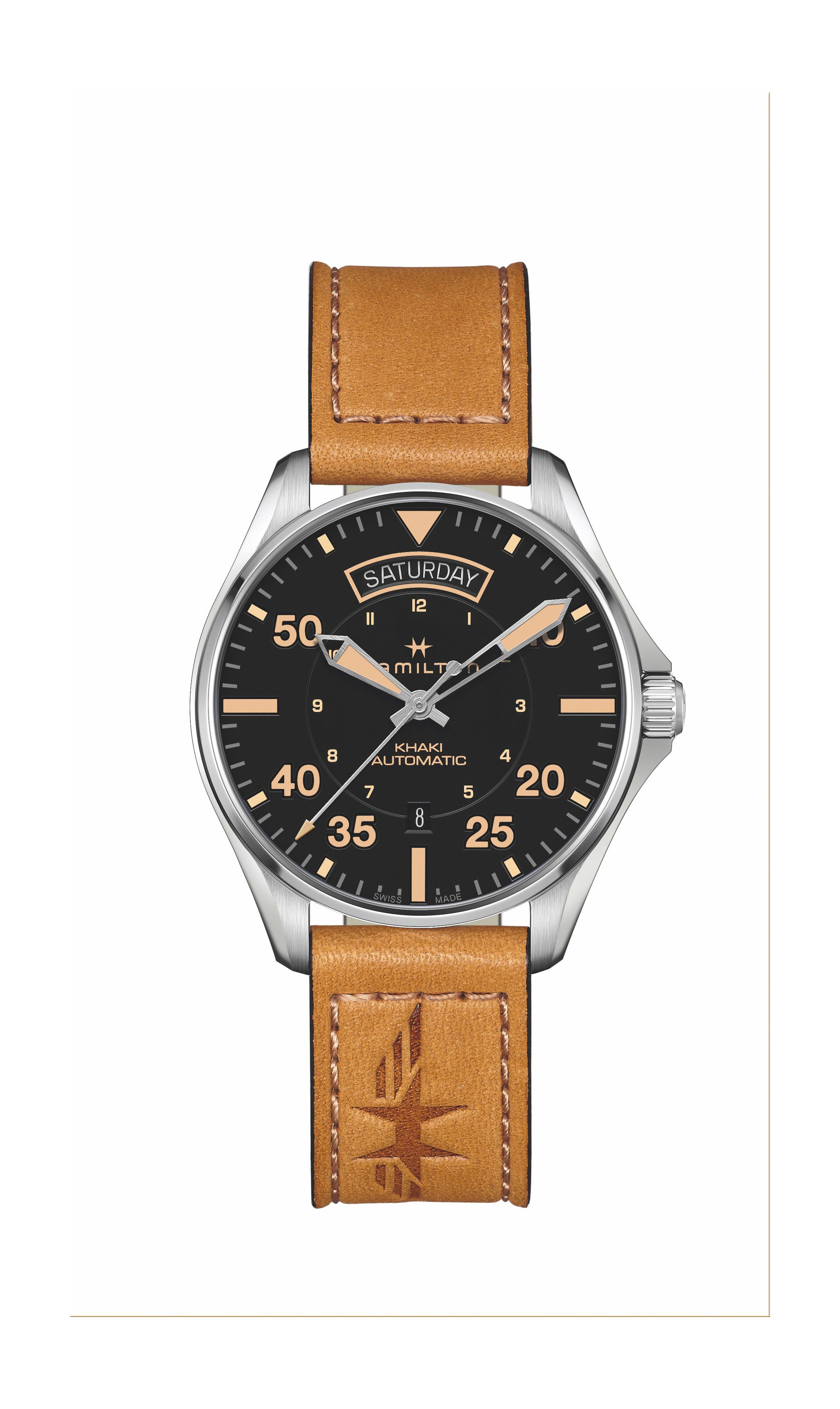 Hamilton Khaki Aviation Khaki Pilot Day Date Auto luxury timepiece - detailed view