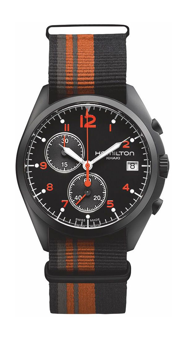 Hamilton Khaki Aviation Khaki Pilot Pioneer Chrono Quartz luxury timepiece - detailed view