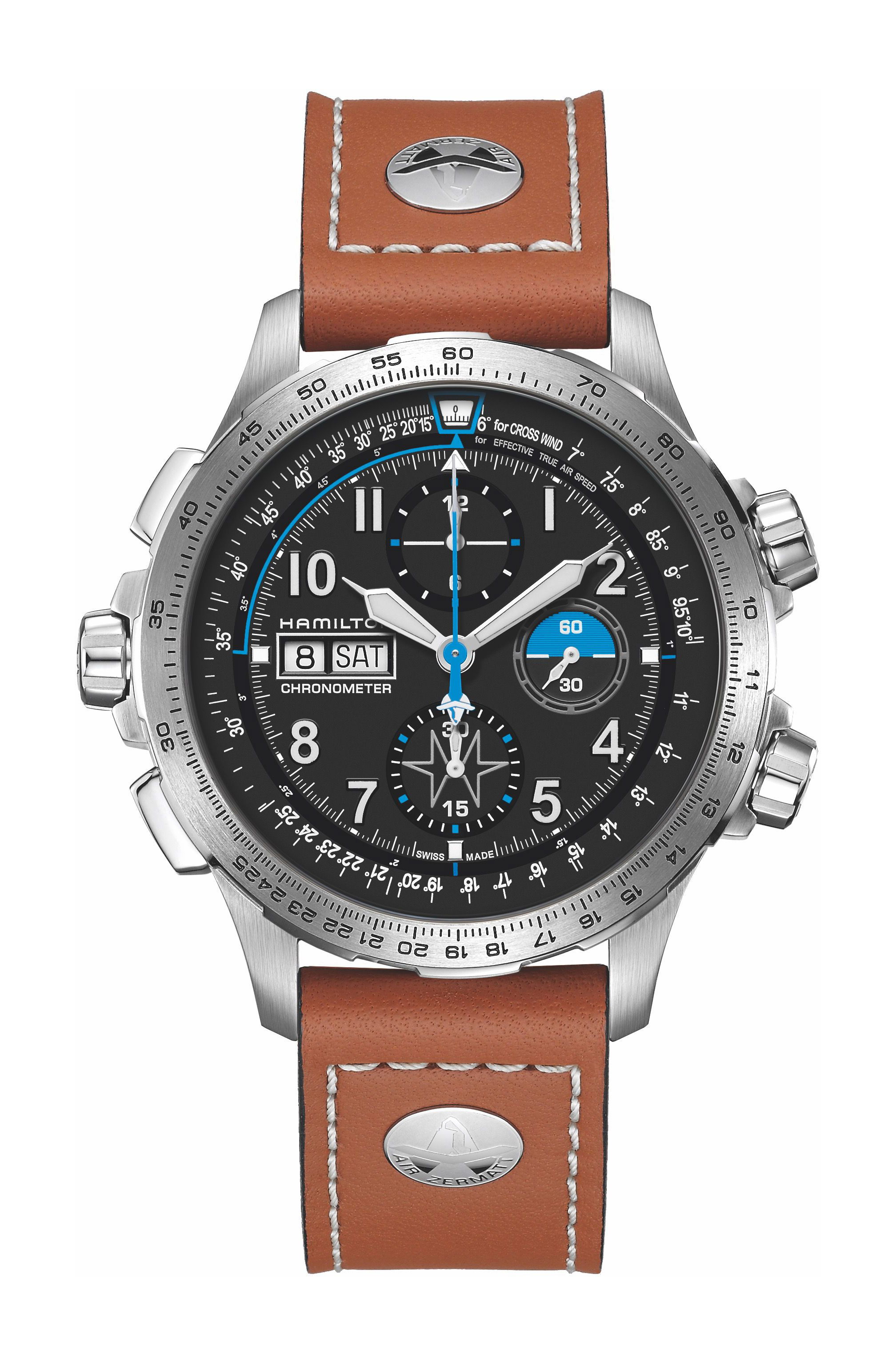 Hamilton Khaki Aviation Khaki X Wind Air Zermatt Auto Chrono luxury timepiece - detailed view