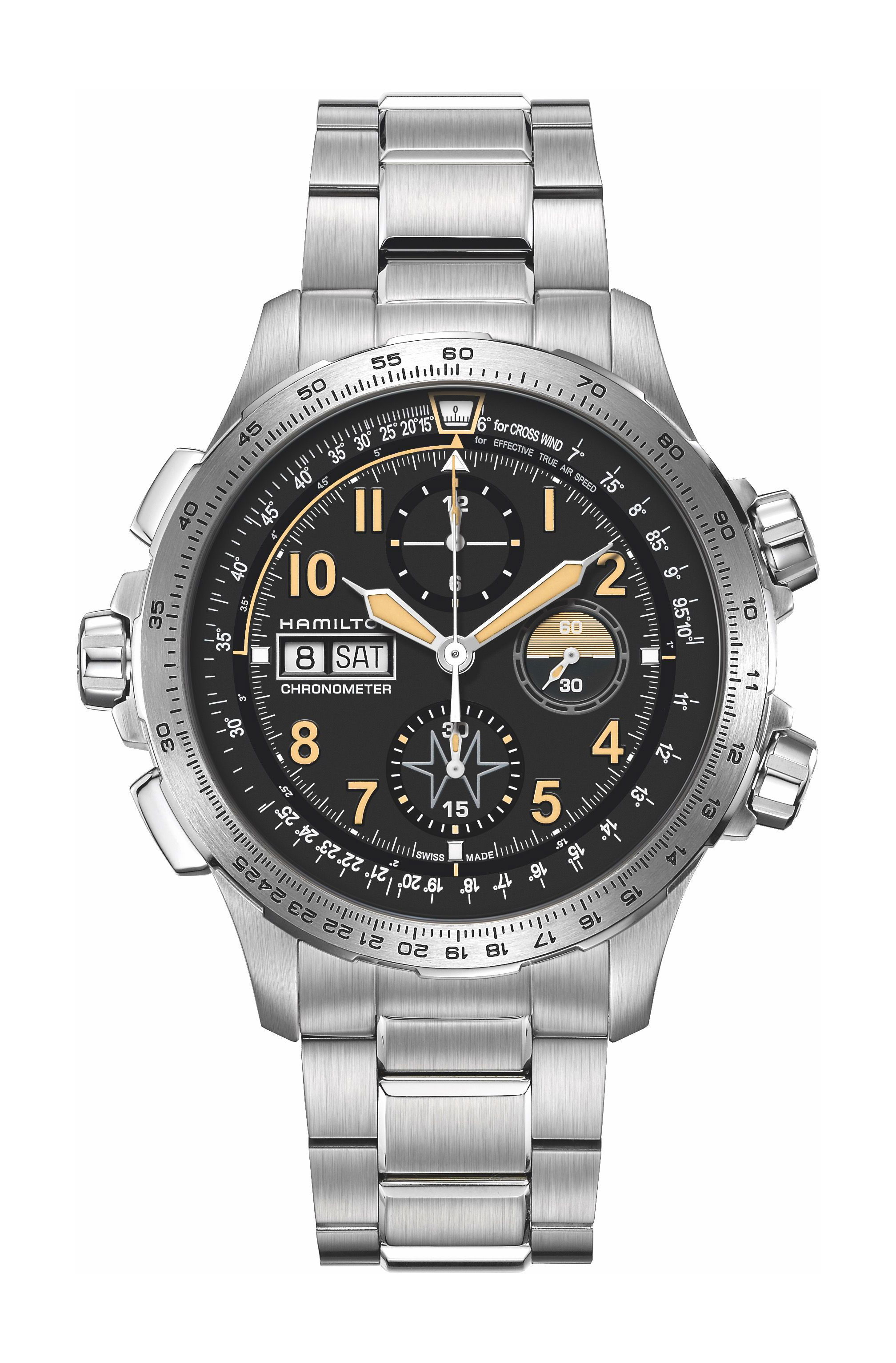 Hamilton Khaki Aviation Khaki X Wind Day Date Auto Chrono luxury timepiece - detailed view