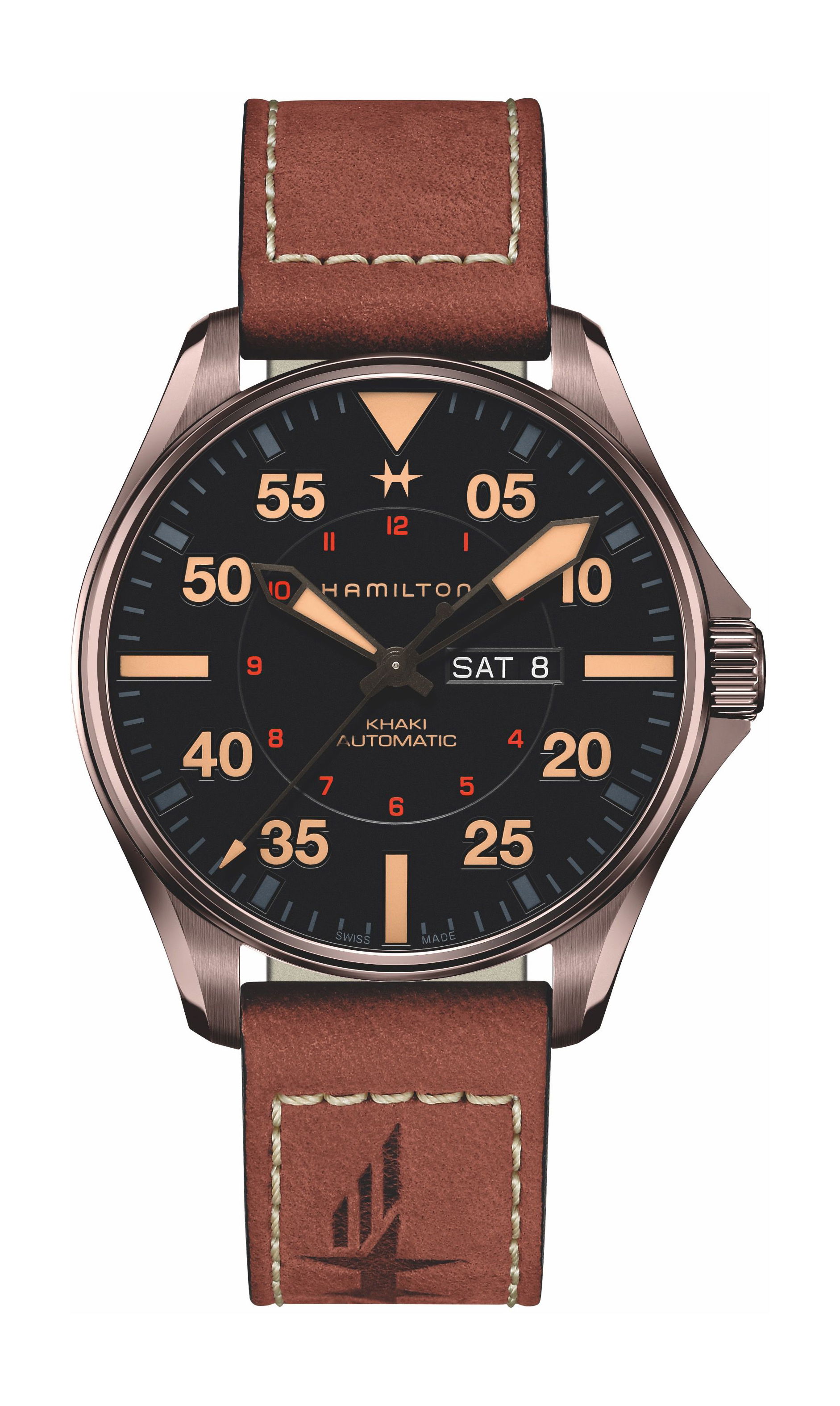 Hamilton Khaki Aviation Pilot Day Date Auto luxury timepiece - detailed view