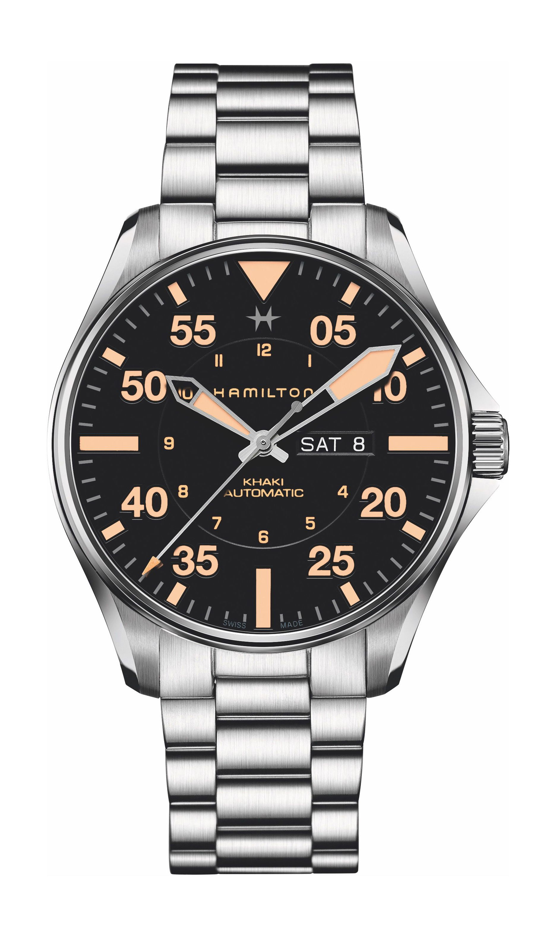 Hamilton Khaki Aviation Pilot Day Date Auto luxury timepiece - detailed view
