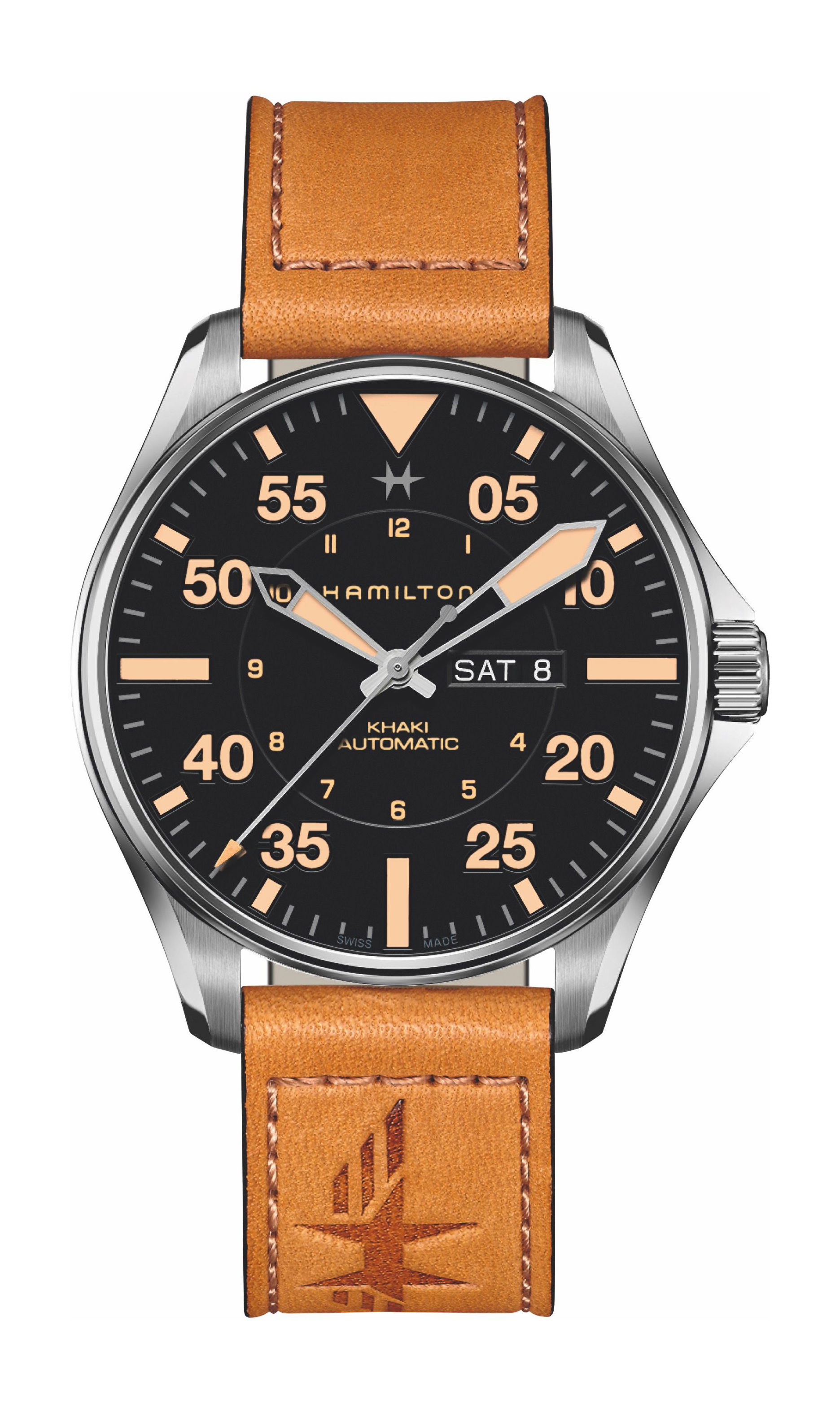 Hamilton Khaki Aviation Pilot Day Date Auto luxury timepiece - detailed view