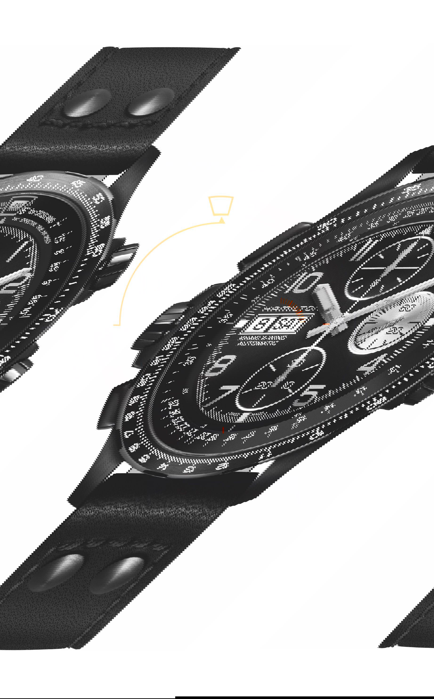 Hamilton Khaki Aviation X-Wind Auto Chrono luxury timepiece - detailed view