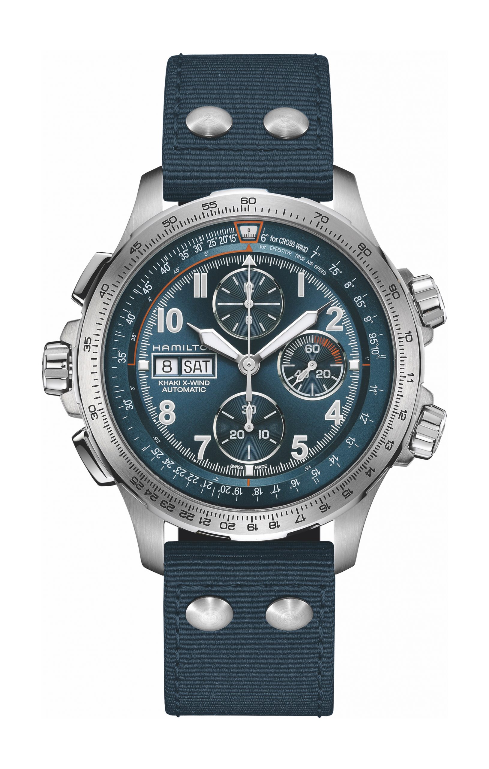Hamilton Khaki Aviation X-Wind Auto Chrono luxury timepiece - detailed view