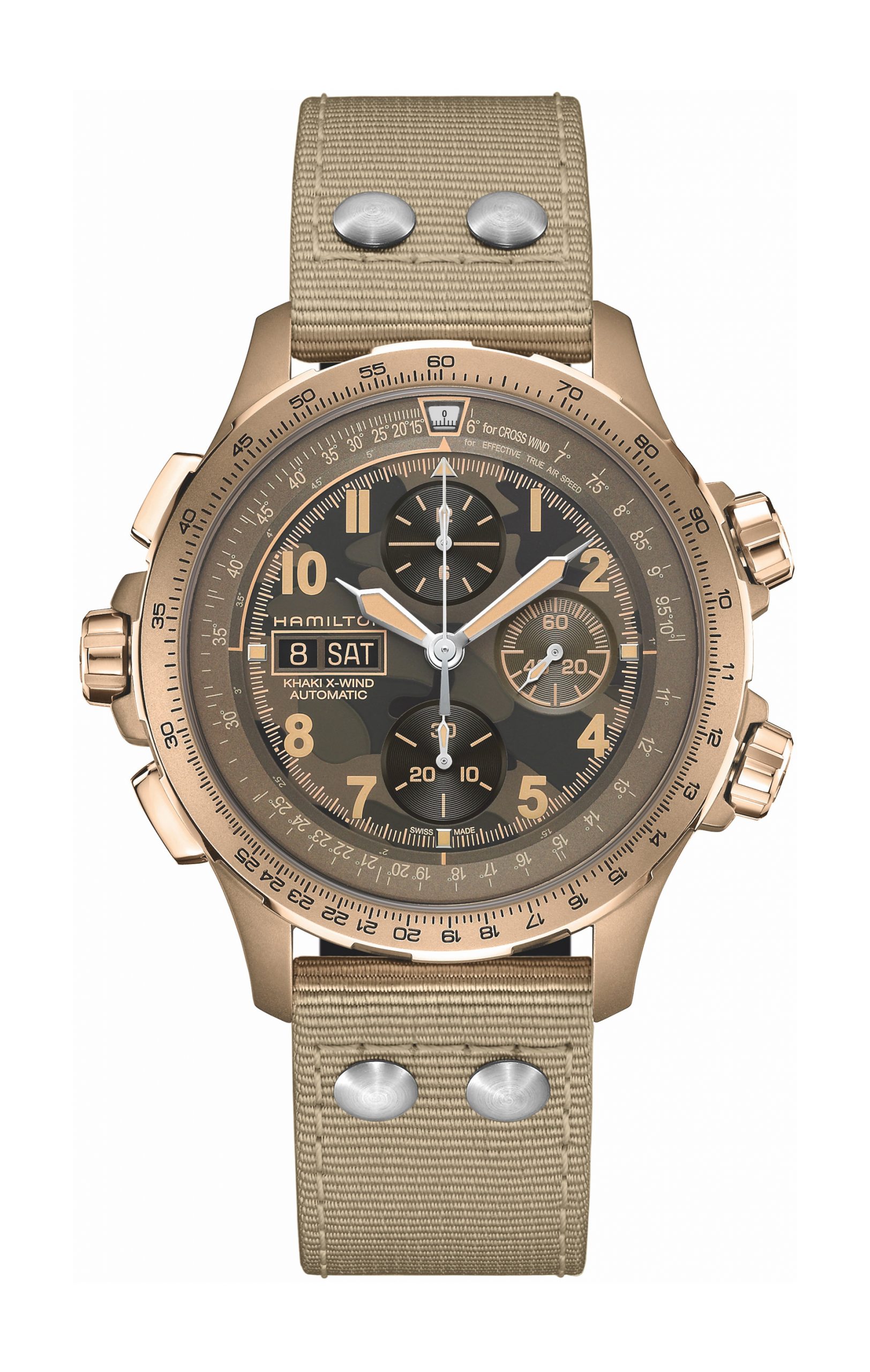 Hamilton Khaki Aviation X-Wind Auto Chrono luxury timepiece - detailed view