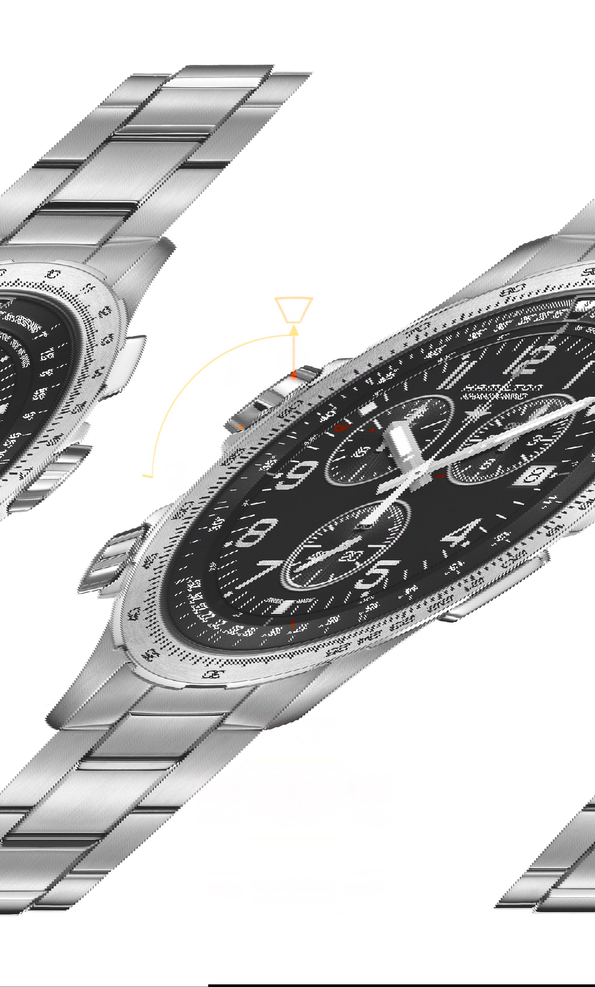 Hamilton Khaki Aviation X-Wind GMT Chrono Quartz luxury timepiece - detailed view