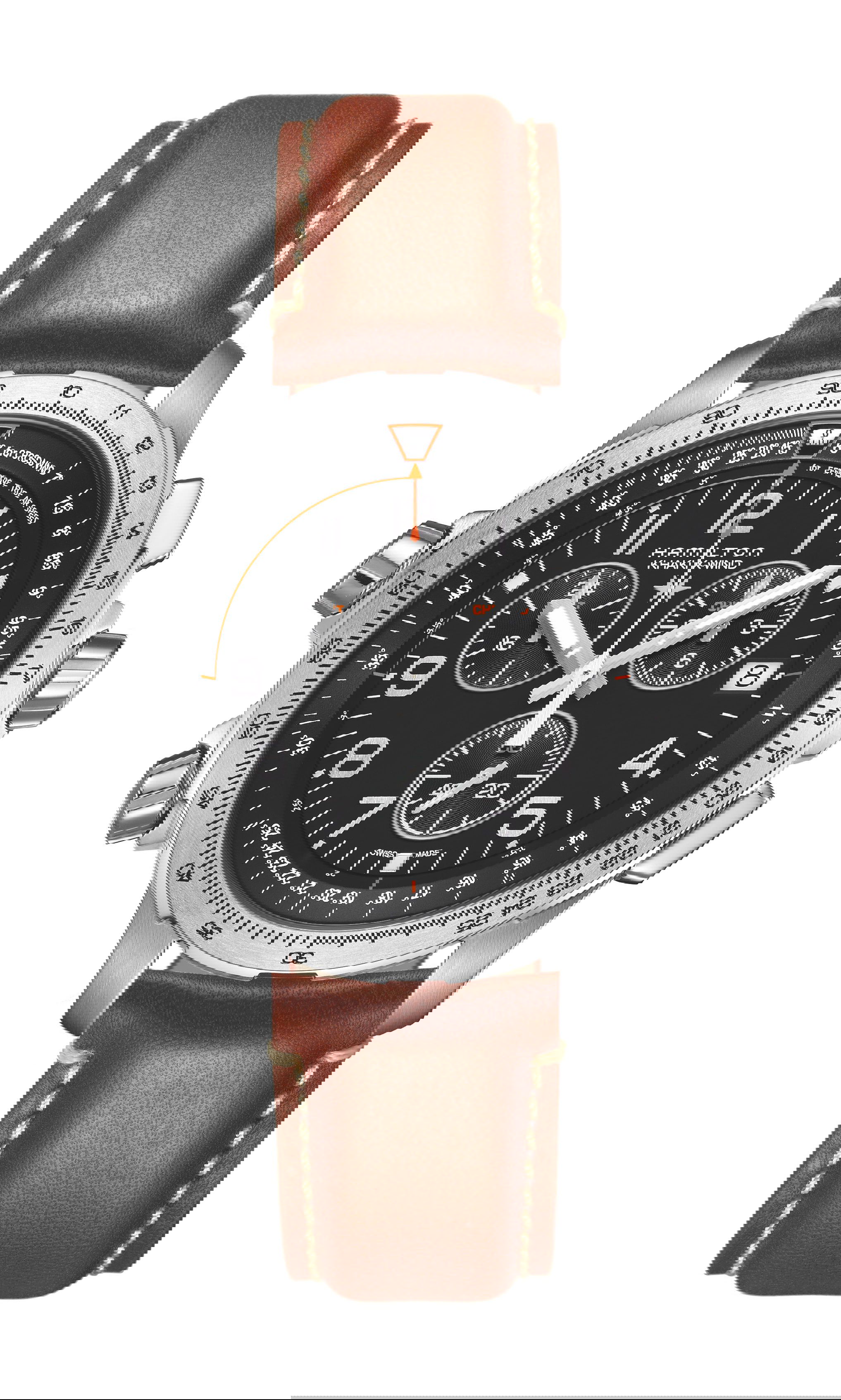 Hamilton Khaki Aviation X-Wind GMT Chrono Quartz luxury timepiece - detailed view