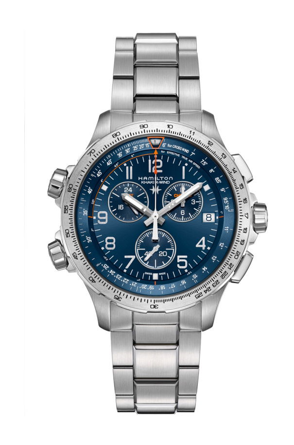 Hamilton Khaki Aviation X-Wind GMT Chrono Quartz luxury timepiece - detailed view