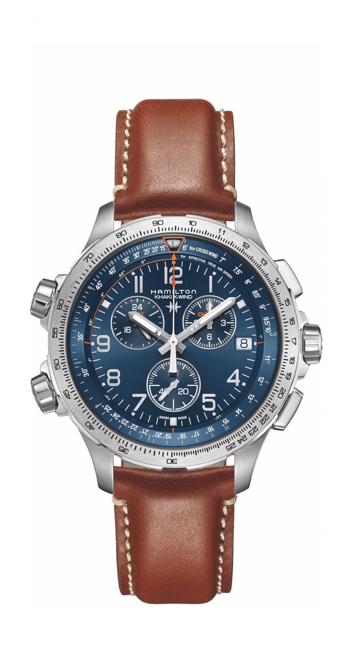 Hamilton Khaki Aviation X-Wind GMT Chrono Quartz luxury timepiece - detailed view
