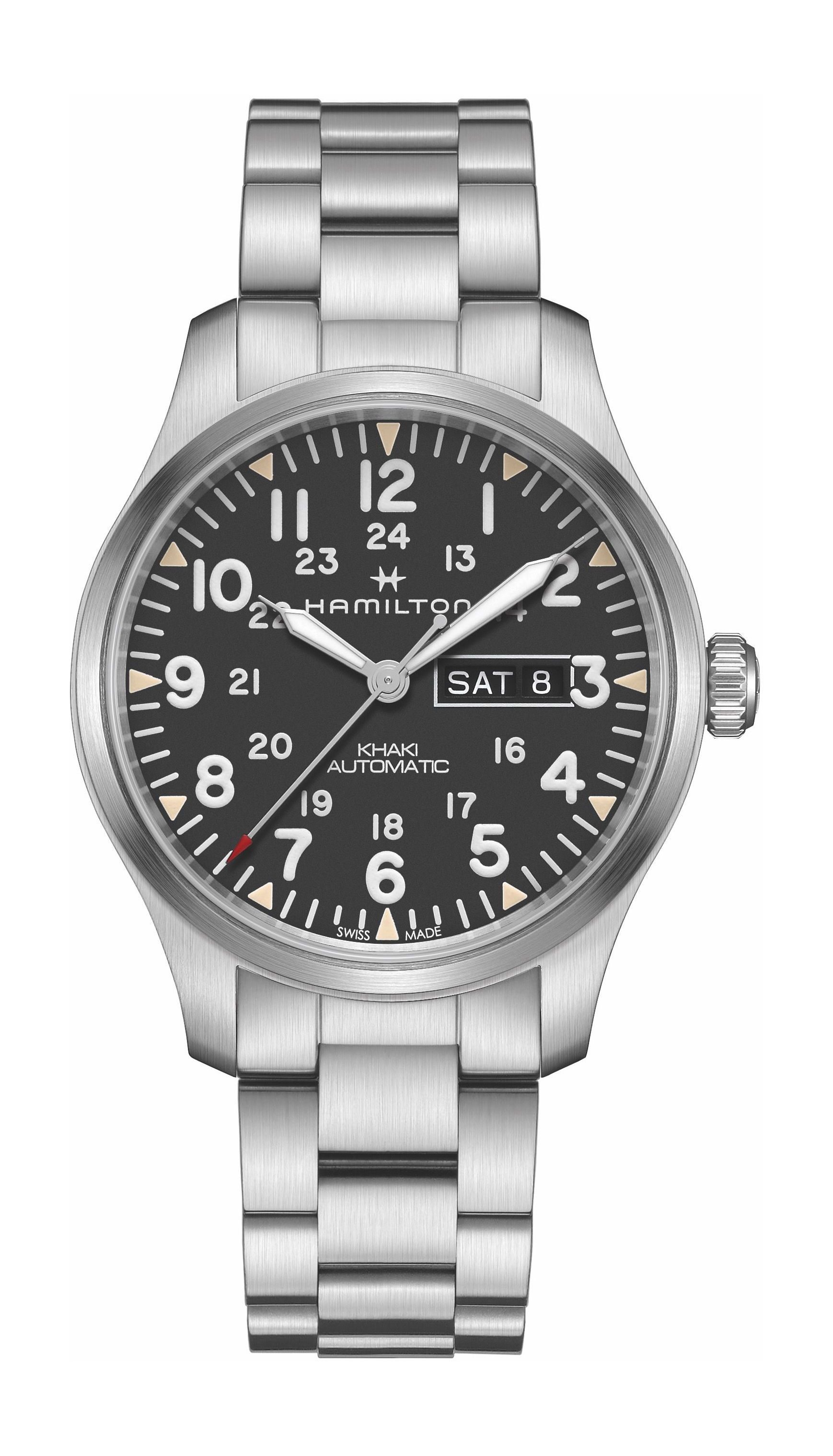 Hamilton Khaki Field Day Date Auto luxury timepiece - detailed view