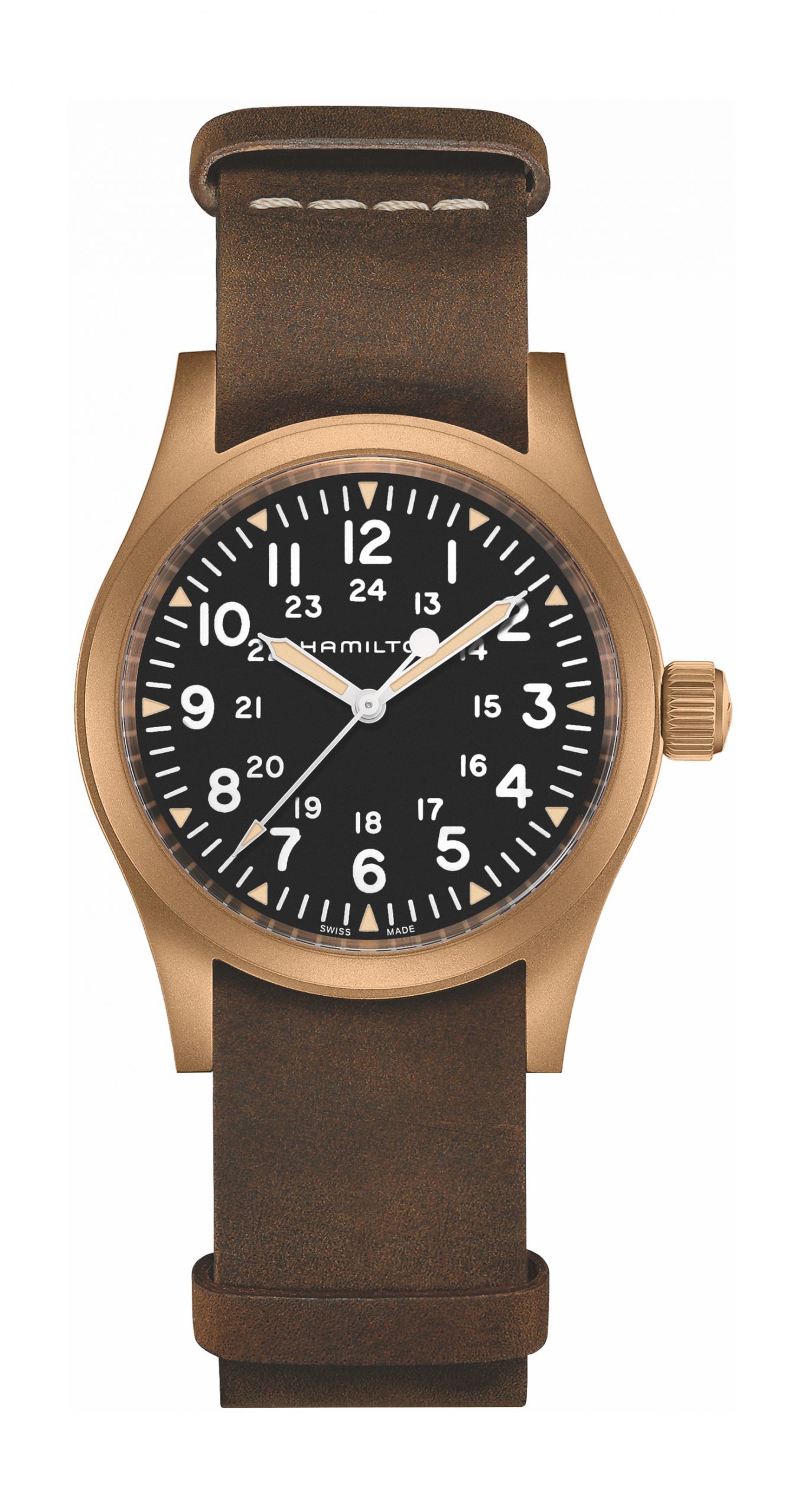 Hamilton Khaki Field Mechanical Bronze luxury timepiece - detailed view