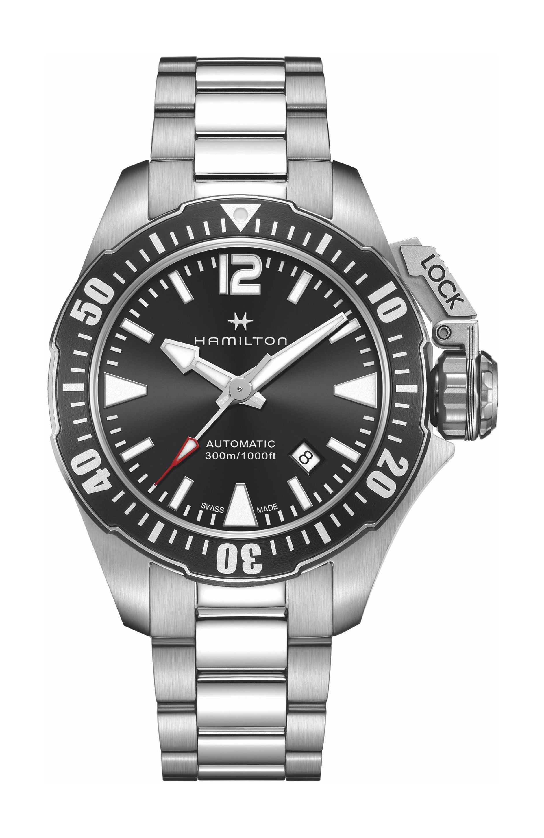 Hamilton Khaki Navy Frogman Auto luxury timepiece - detailed view