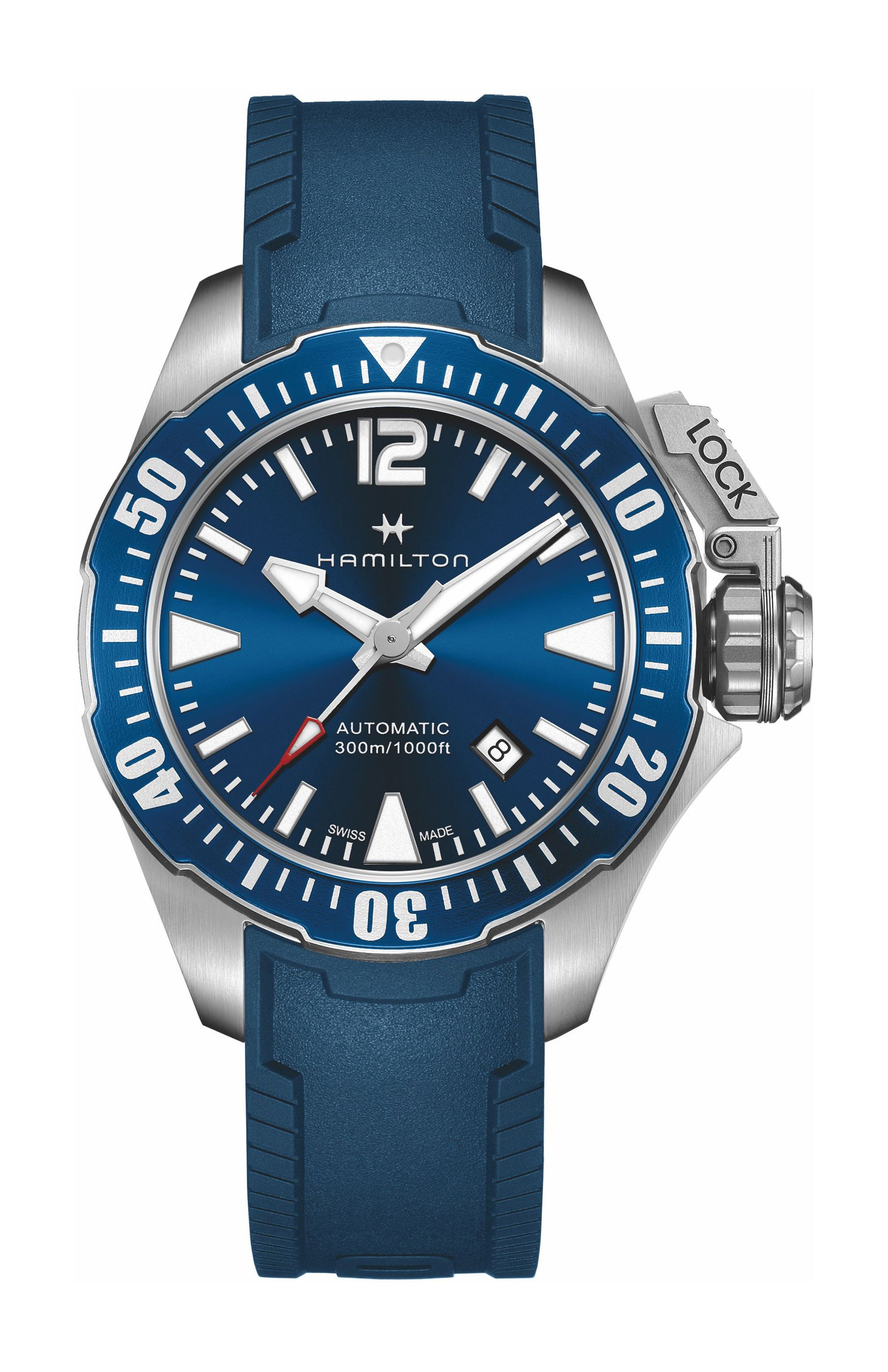 Hamilton Khaki Navy Frogman Auto luxury timepiece - detailed view