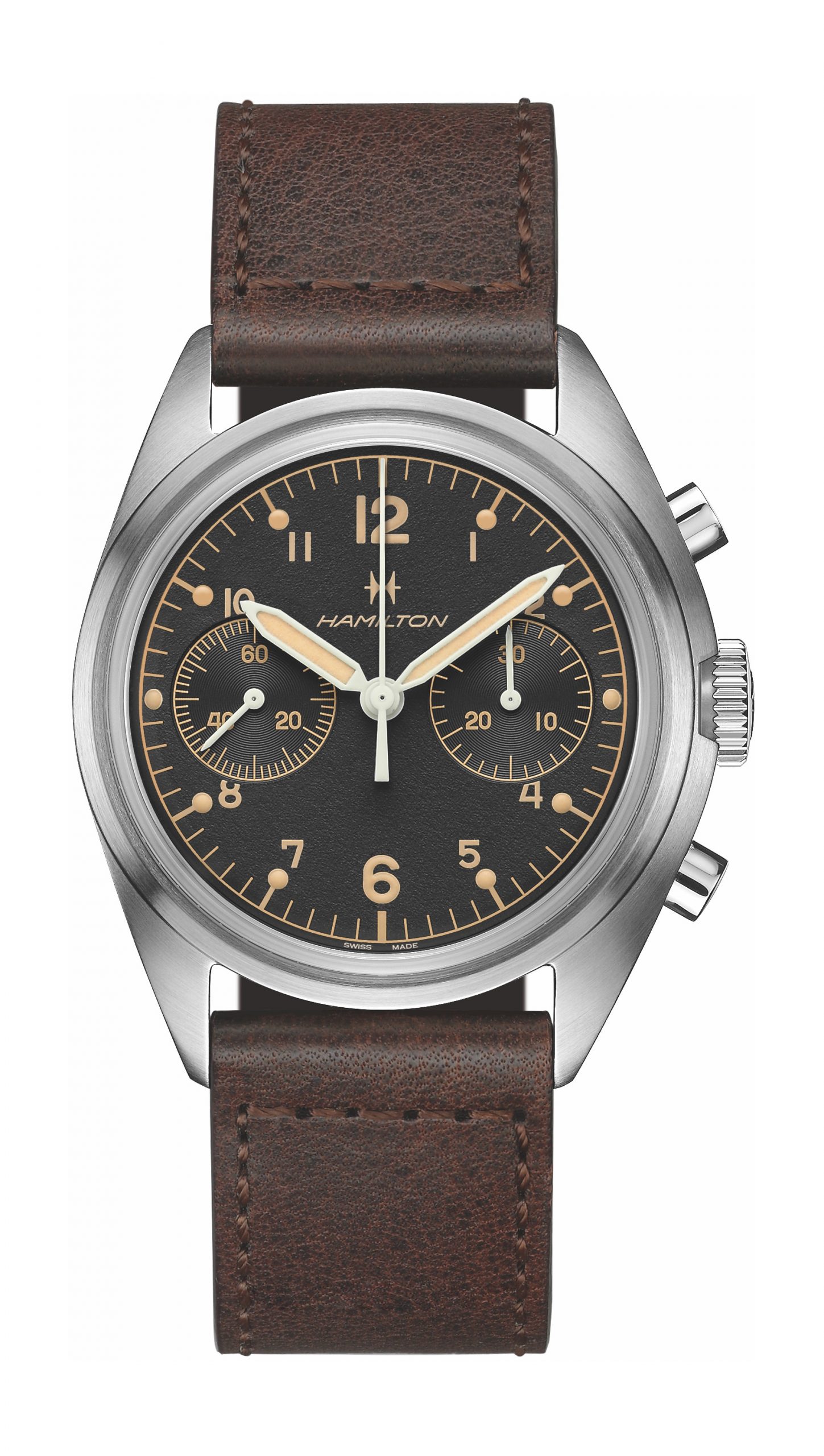 Hamilton Khaki Pilot Pioneer Mechanical Chronograph luxury timepiece - detailed view