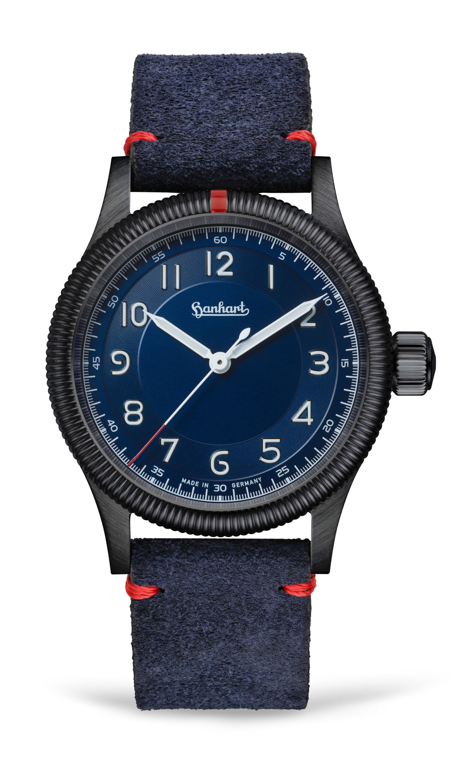 Hanhart Pioneer Flieger One NightBlue luxury timepiece - detailed view