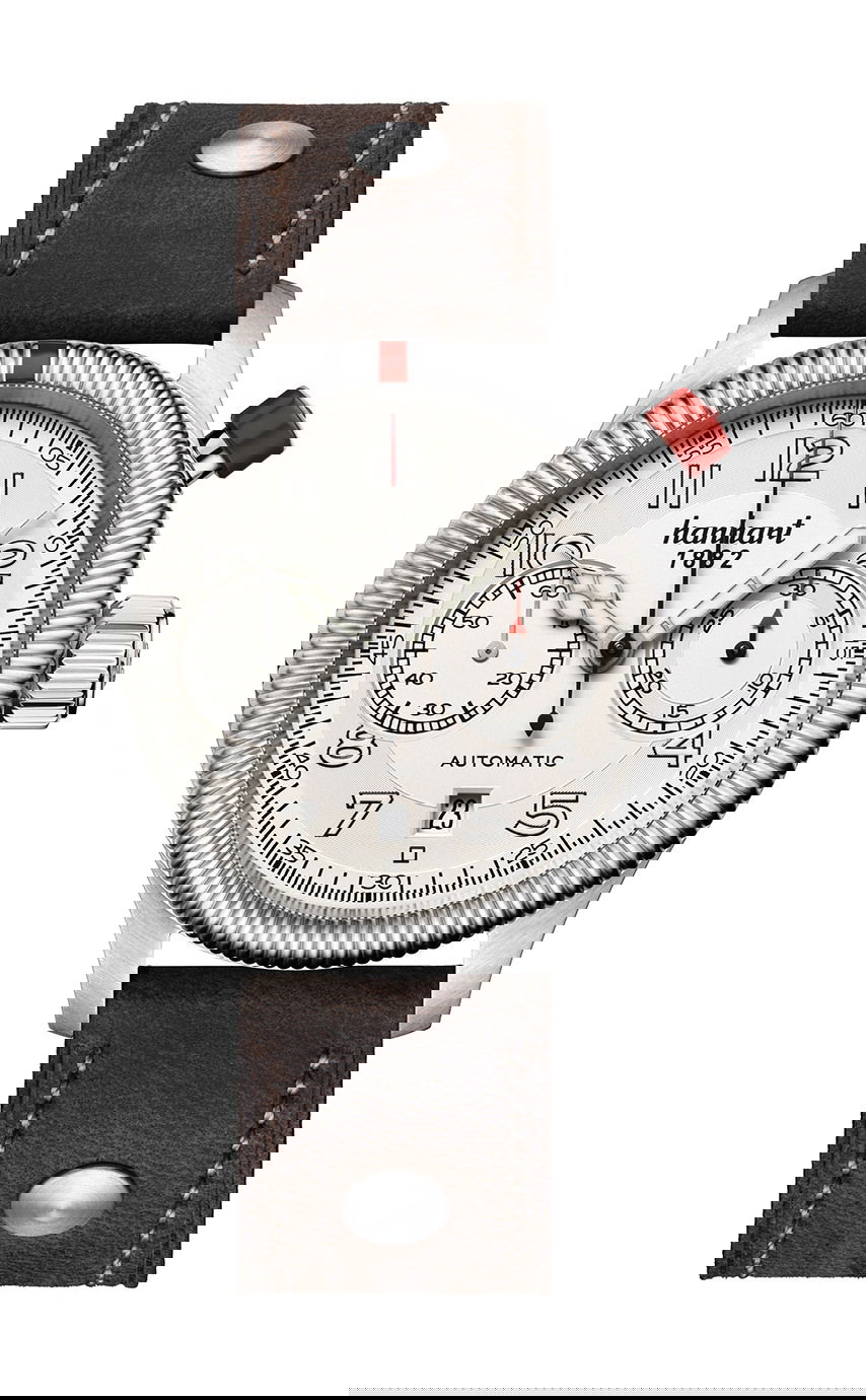 Hanhart PIONEER MonoControl Silver, Fluted Bezel luxury timepiece - detailed view
