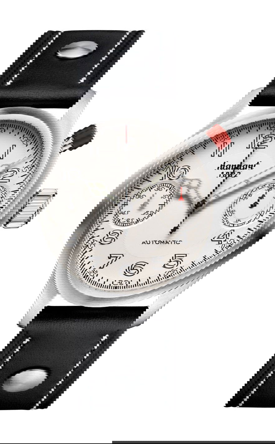Hanhart PIONEER MonoScope Silver, Flat Bezel luxury timepiece - detailed view