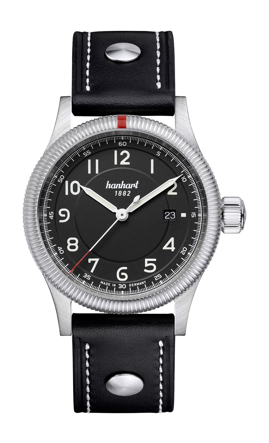 Hanhart PIONEER One Black luxury timepiece - detailed view