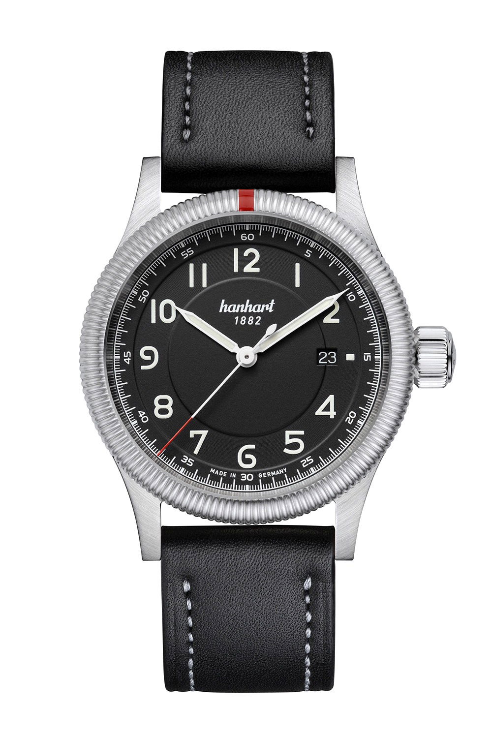 Hanhart PIONEER One Black luxury timepiece - detailed view