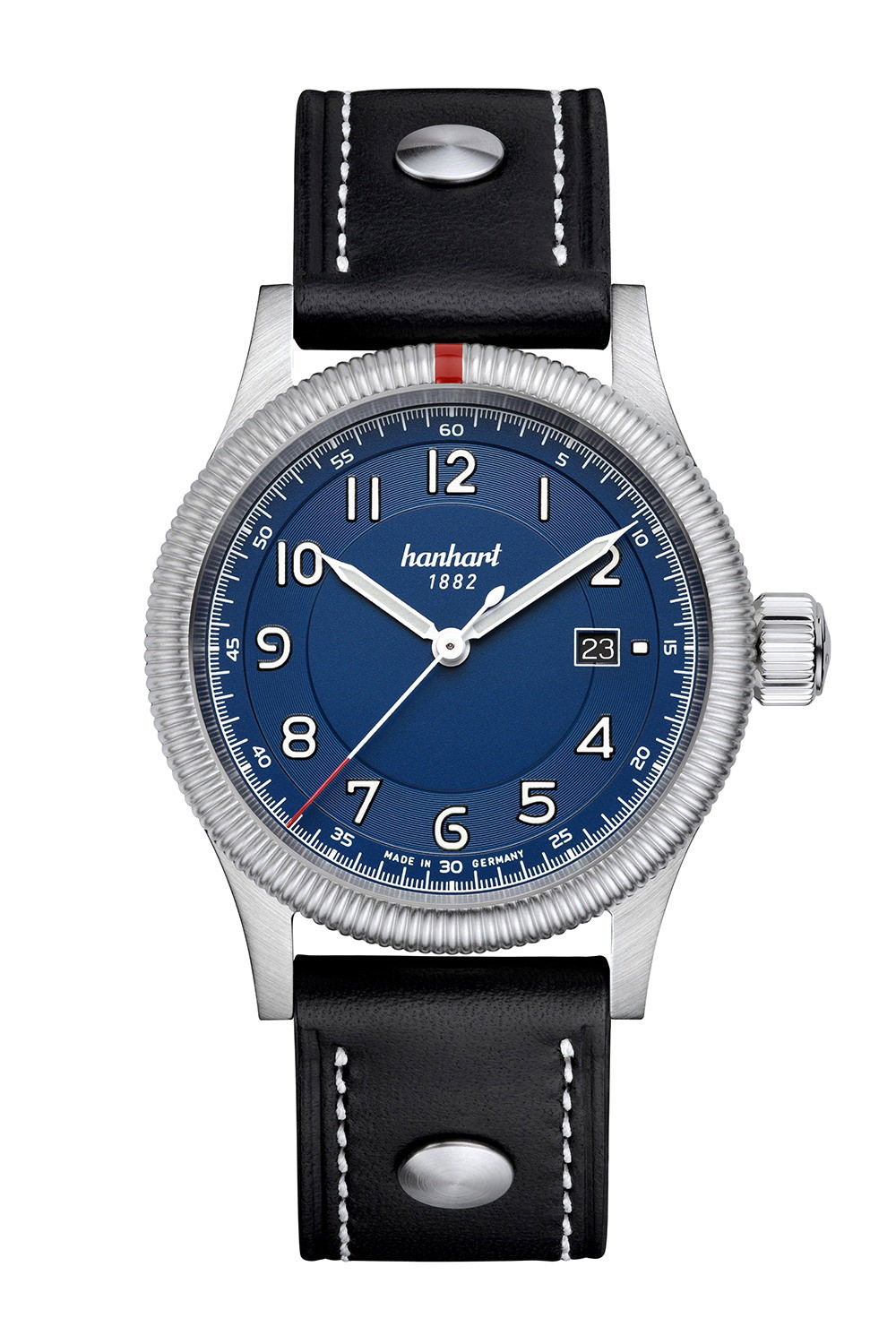 Hanhart PIONEER One Blue luxury timepiece - detailed view