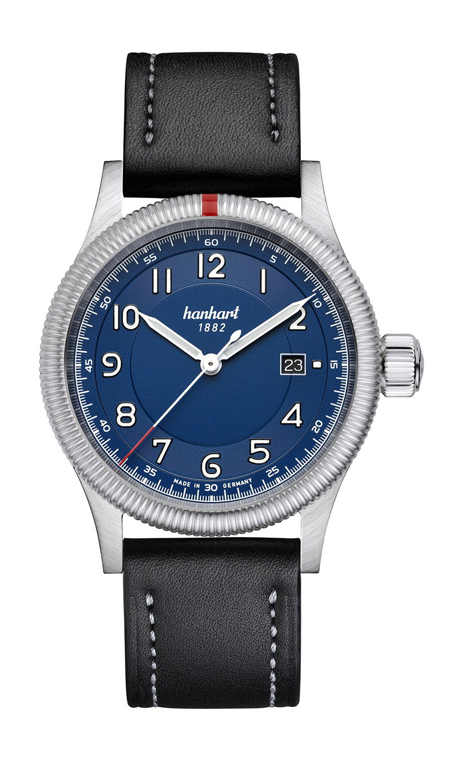 Hanhart PIONEER One Blue luxury timepiece - detailed view