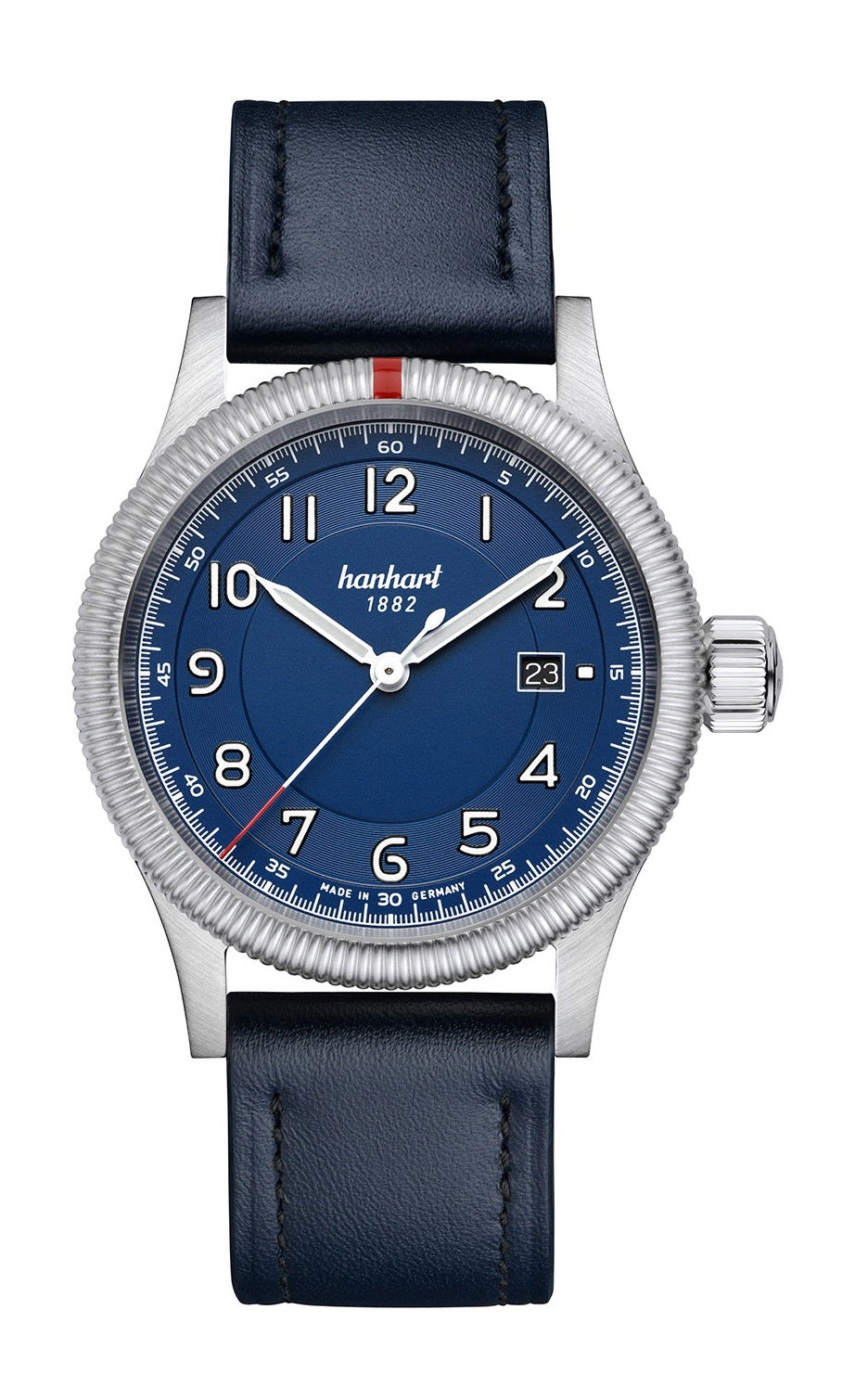 Hanhart PIONEER One Blue luxury timepiece - detailed view