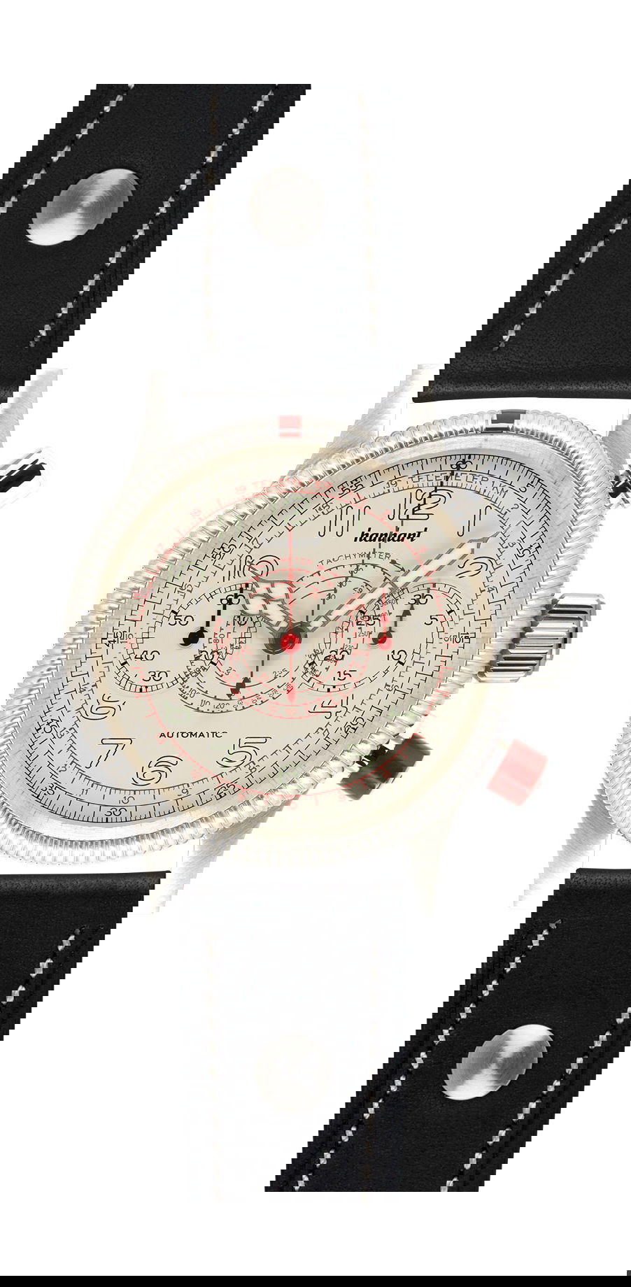 Hanhart PIONEER TachyTele Off-White luxury timepiece - detailed view