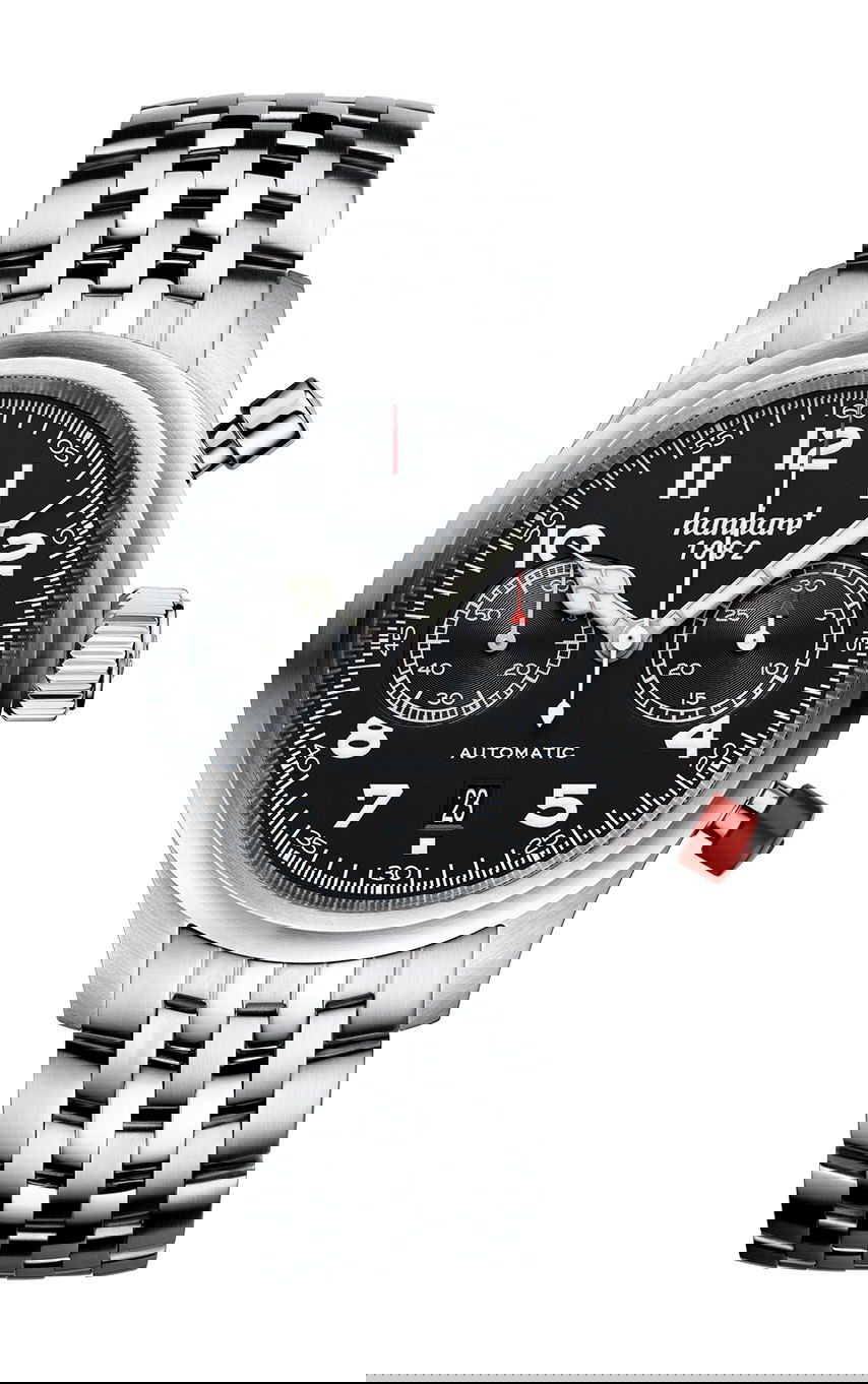 Hanhart PIONEER TwinControl Black, Flat Bezel luxury timepiece - detailed view