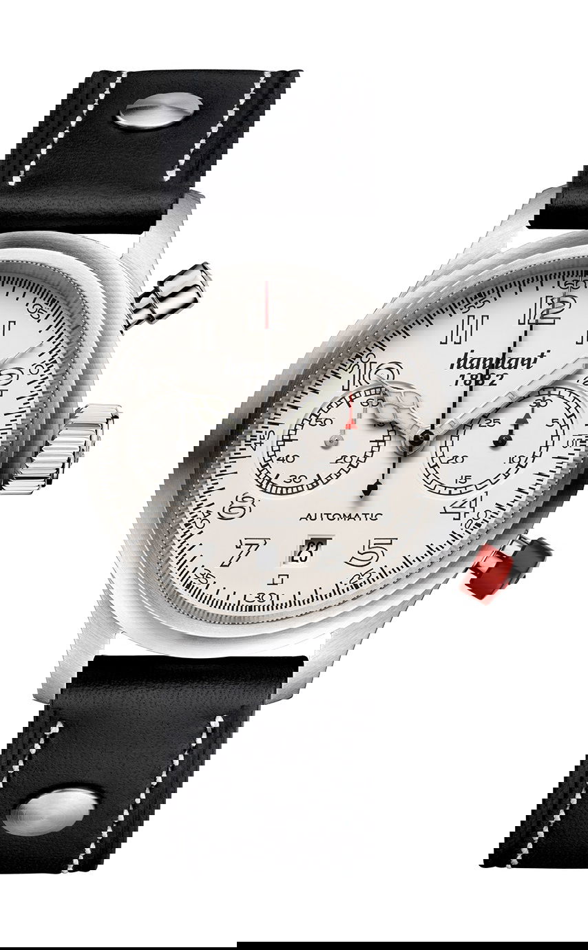 Hanhart PIONEER TwinControl Off-White, Flat Bezel luxury timepiece - detailed view