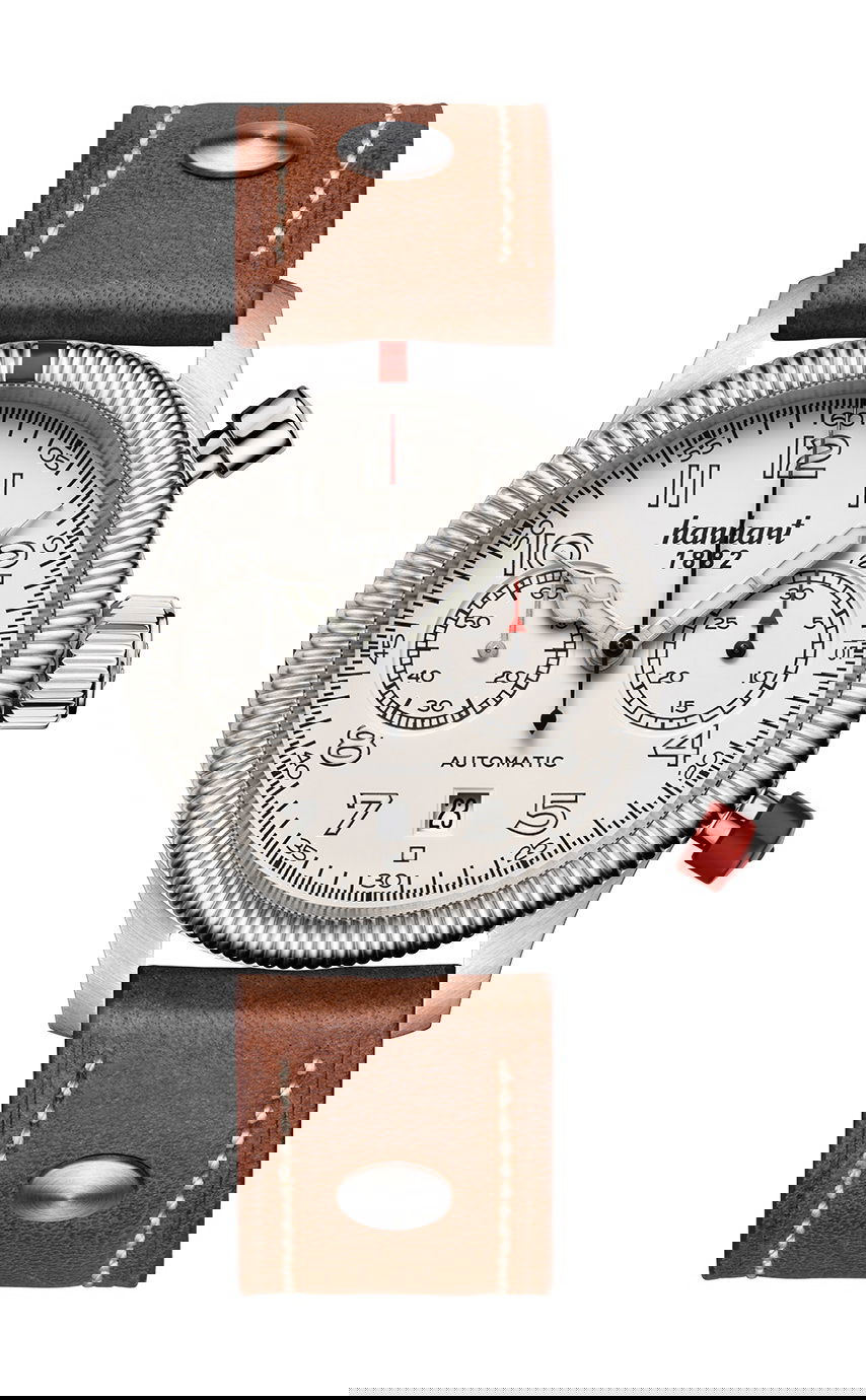 Hanhart PIONEER TwinControl Off-White, Fluted Bezel luxury timepiece - detailed view