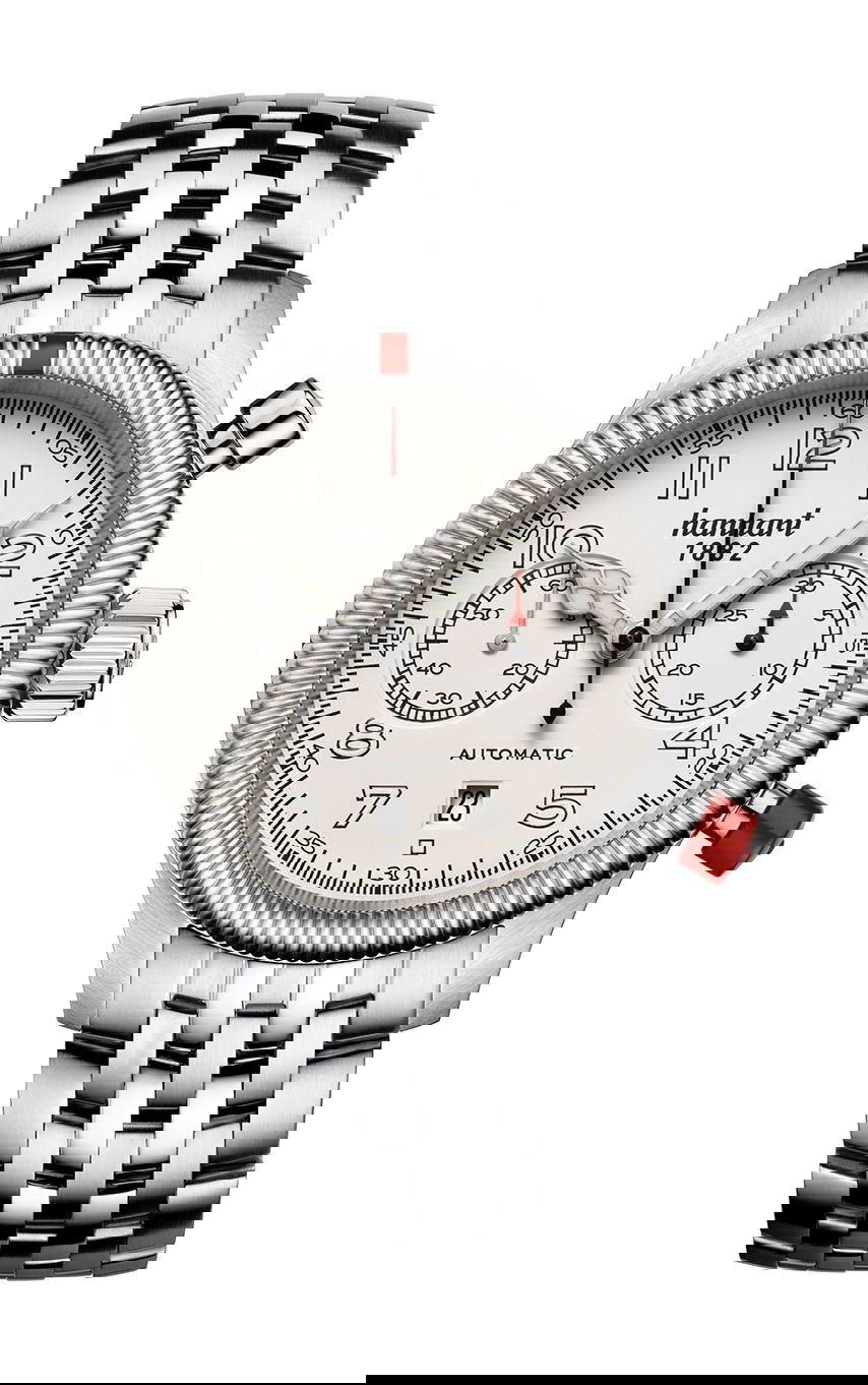 Hanhart PIONEER TwinControl Off-White, Fluted Bezel luxury timepiece - detailed view