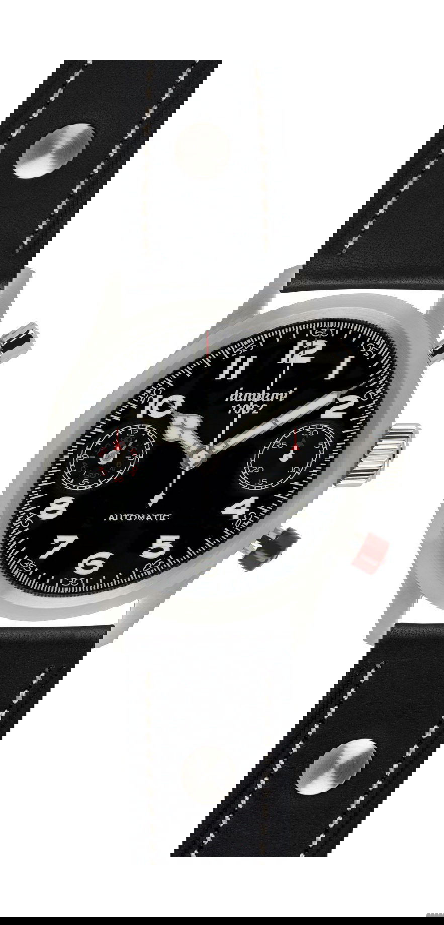 Hanhart PIONEER TwinDicator Black, Flat Bezel luxury timepiece - detailed view