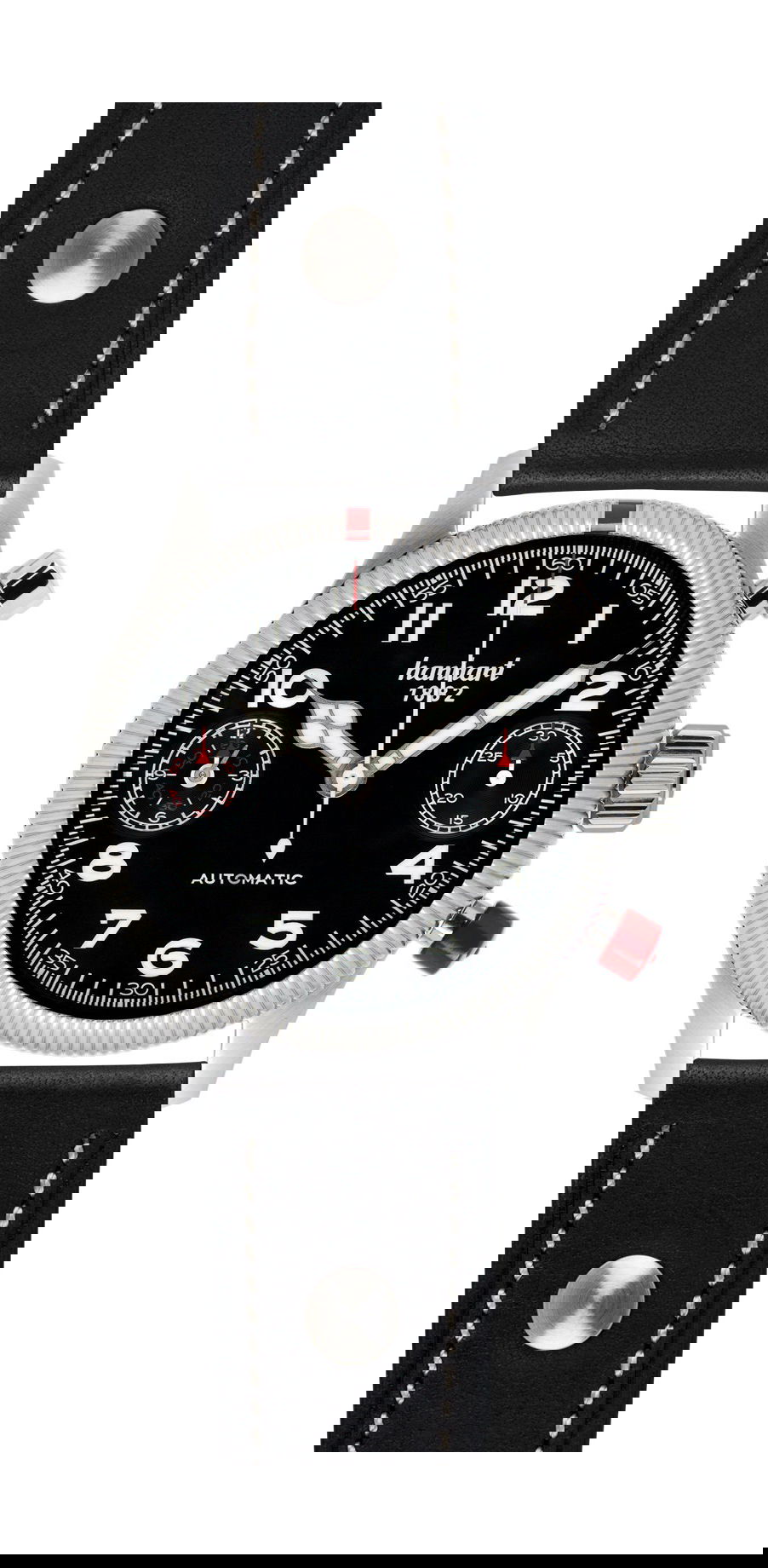 Hanhart PIONEER TwinDicator Black, Fluted Bezel luxury timepiece - detailed view