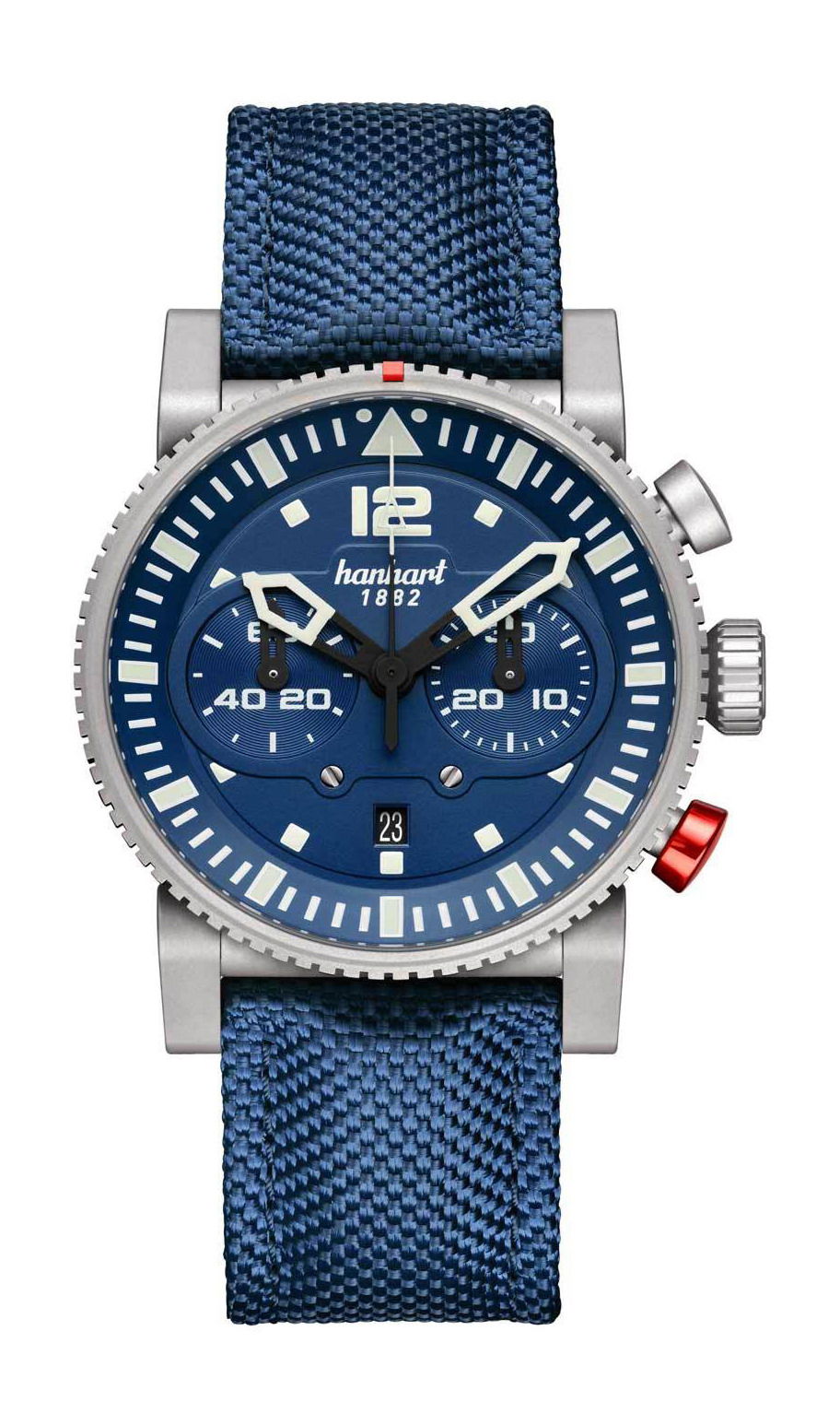 Hanhart PRIMUS Carrier Pilot luxury timepiece - detailed view