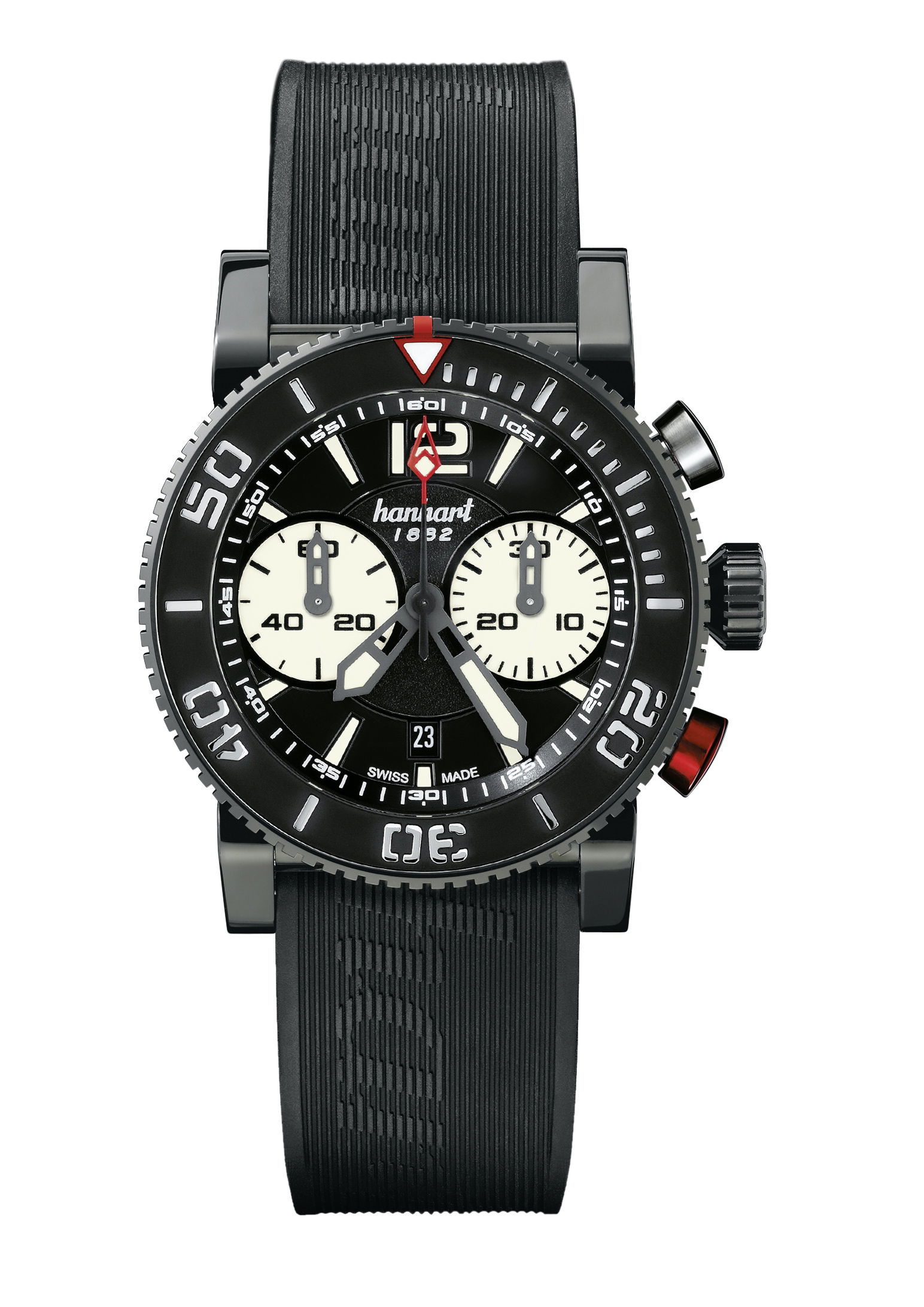 Hanhart PRIMUS Diver Dark luxury timepiece - detailed view