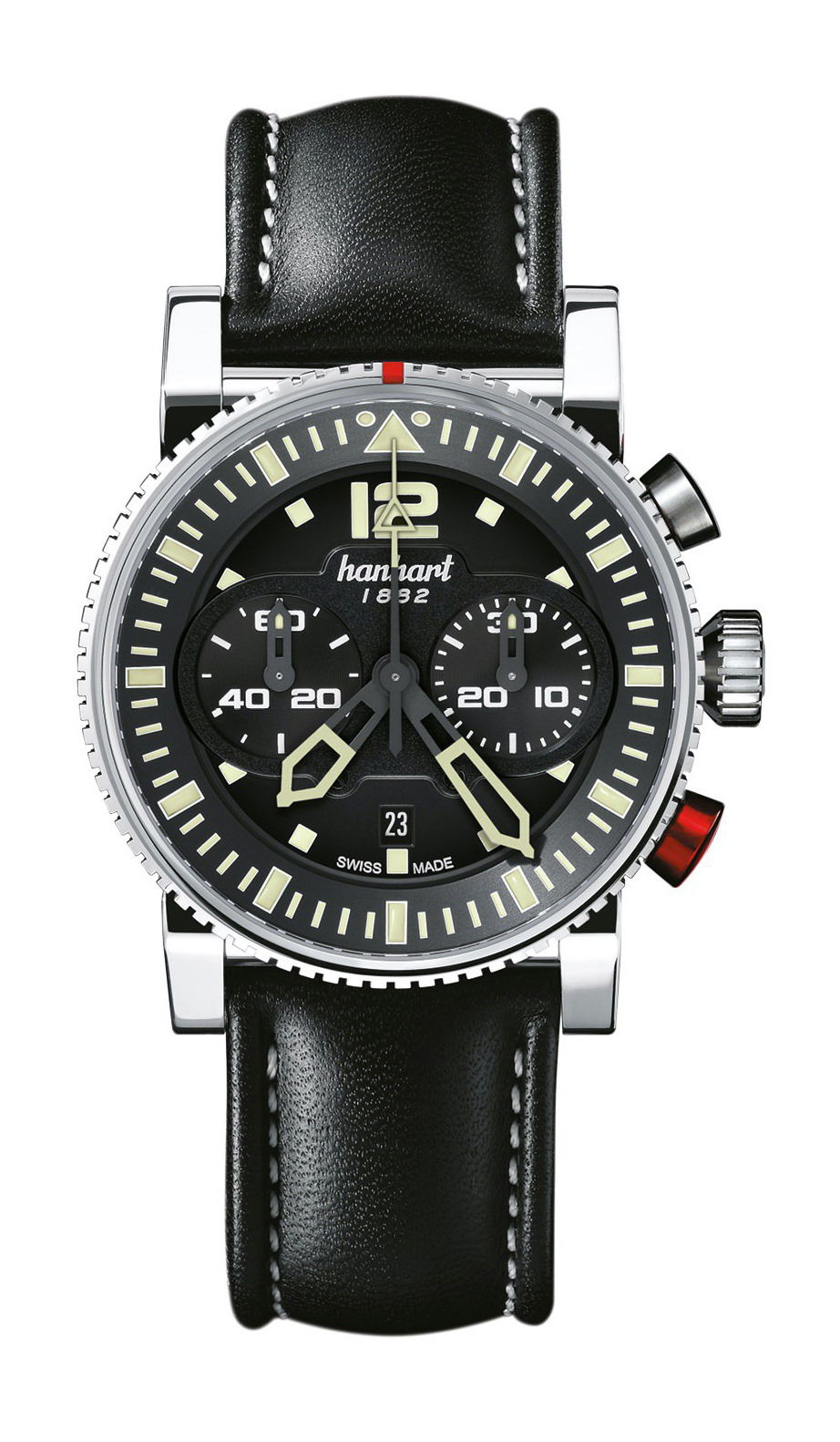 Hanhart PRIMUS Pilot Black luxury timepiece - detailed view