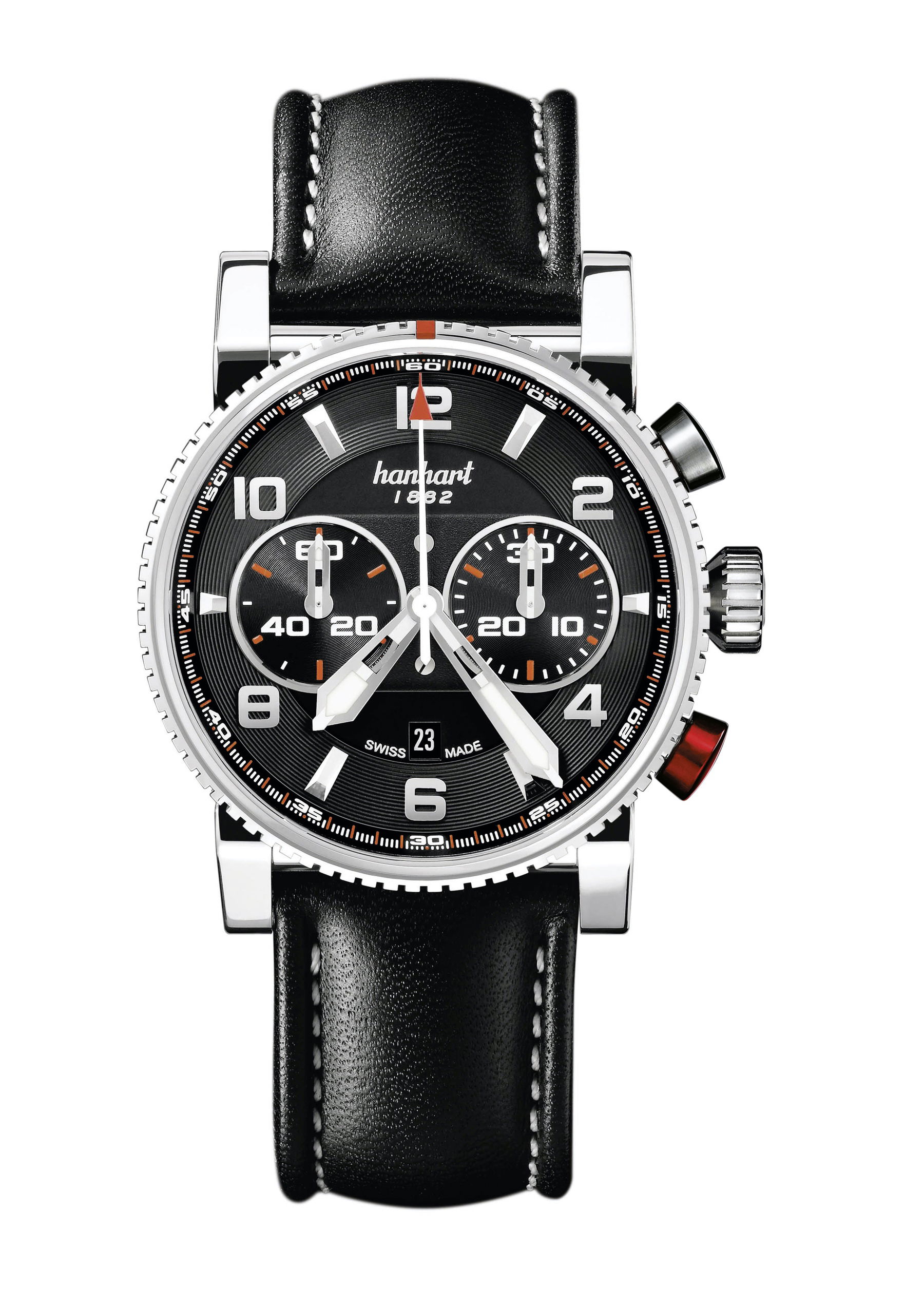 Hanhart PRIMUS Racer Black luxury timepiece - detailed view