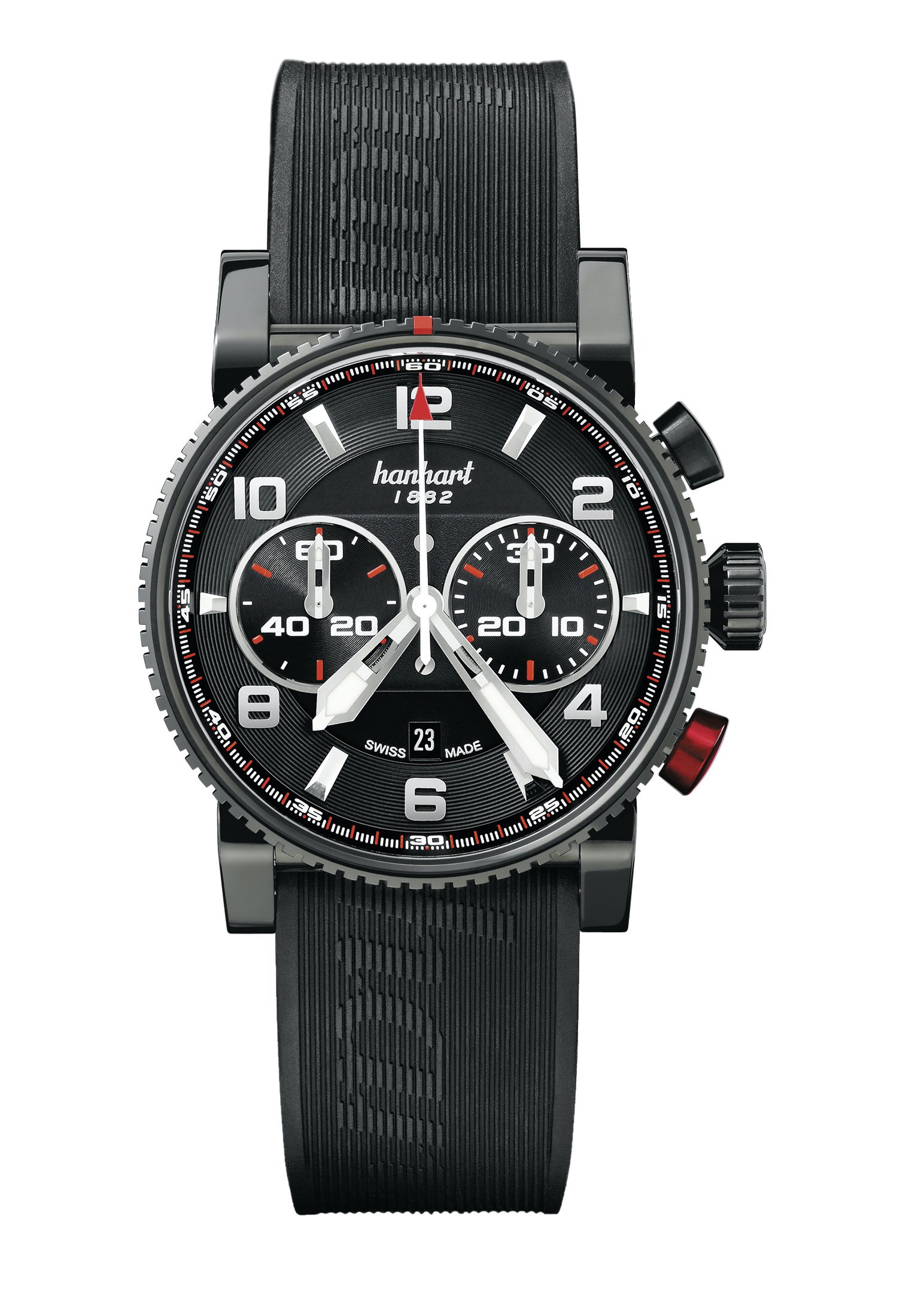Hanhart PRIMUS Racer Dark luxury timepiece - detailed view