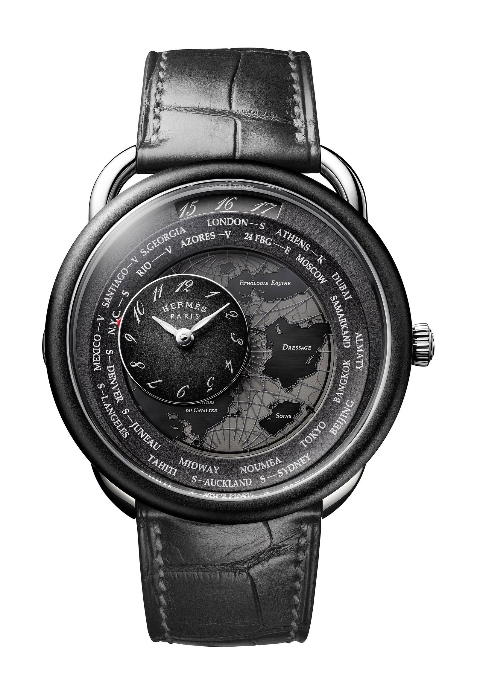 Hermès Arceau Le Temps Voyageur luxury timepiece - detailed view