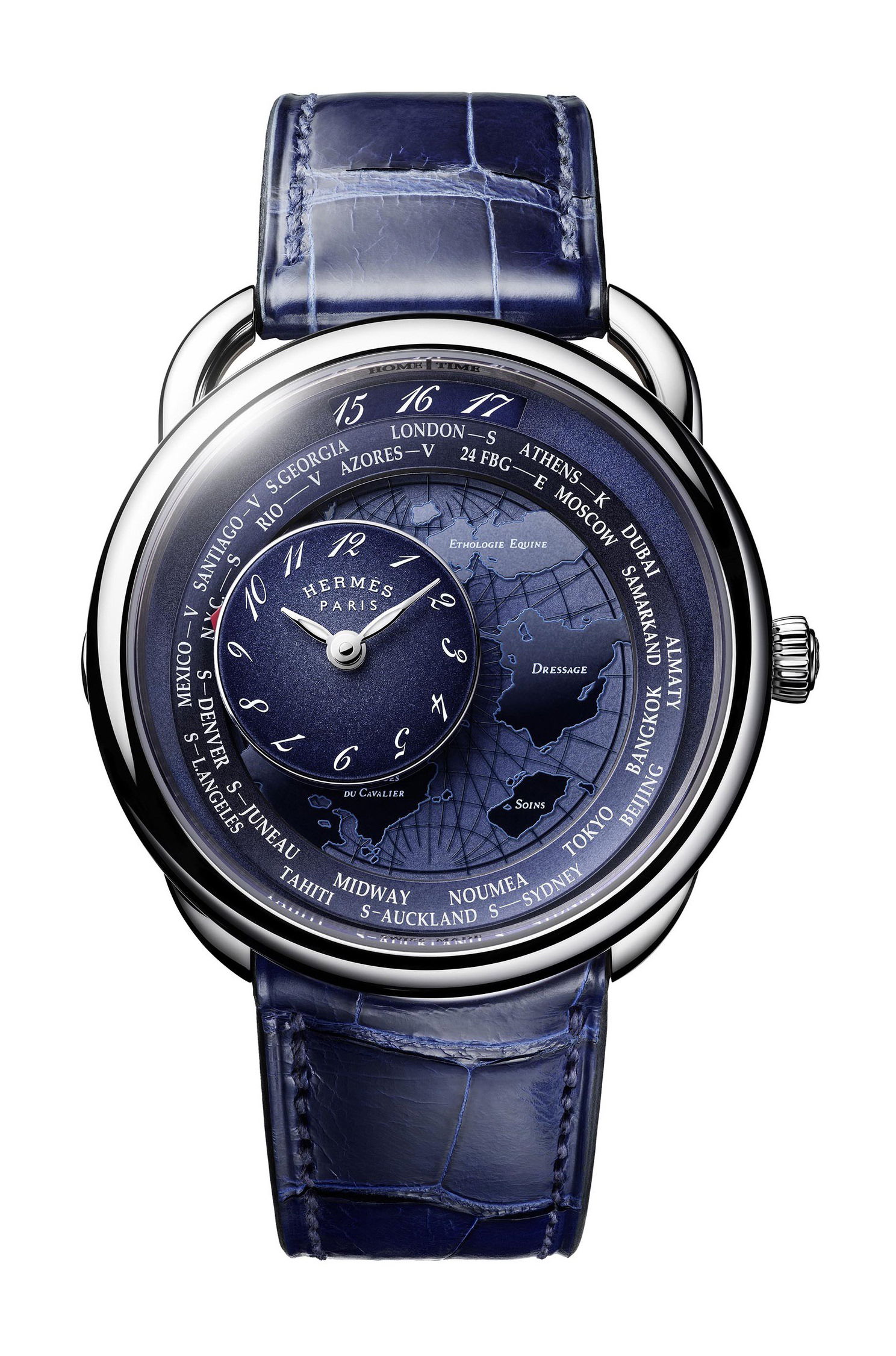 Hermès Arceau Le Temps Voyageur luxury timepiece - detailed view