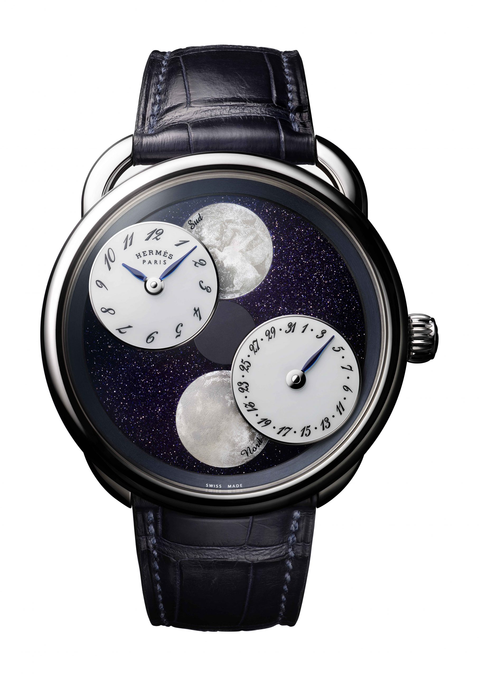 Hermès Arceau L’heure de la lune luxury timepiece - detailed view