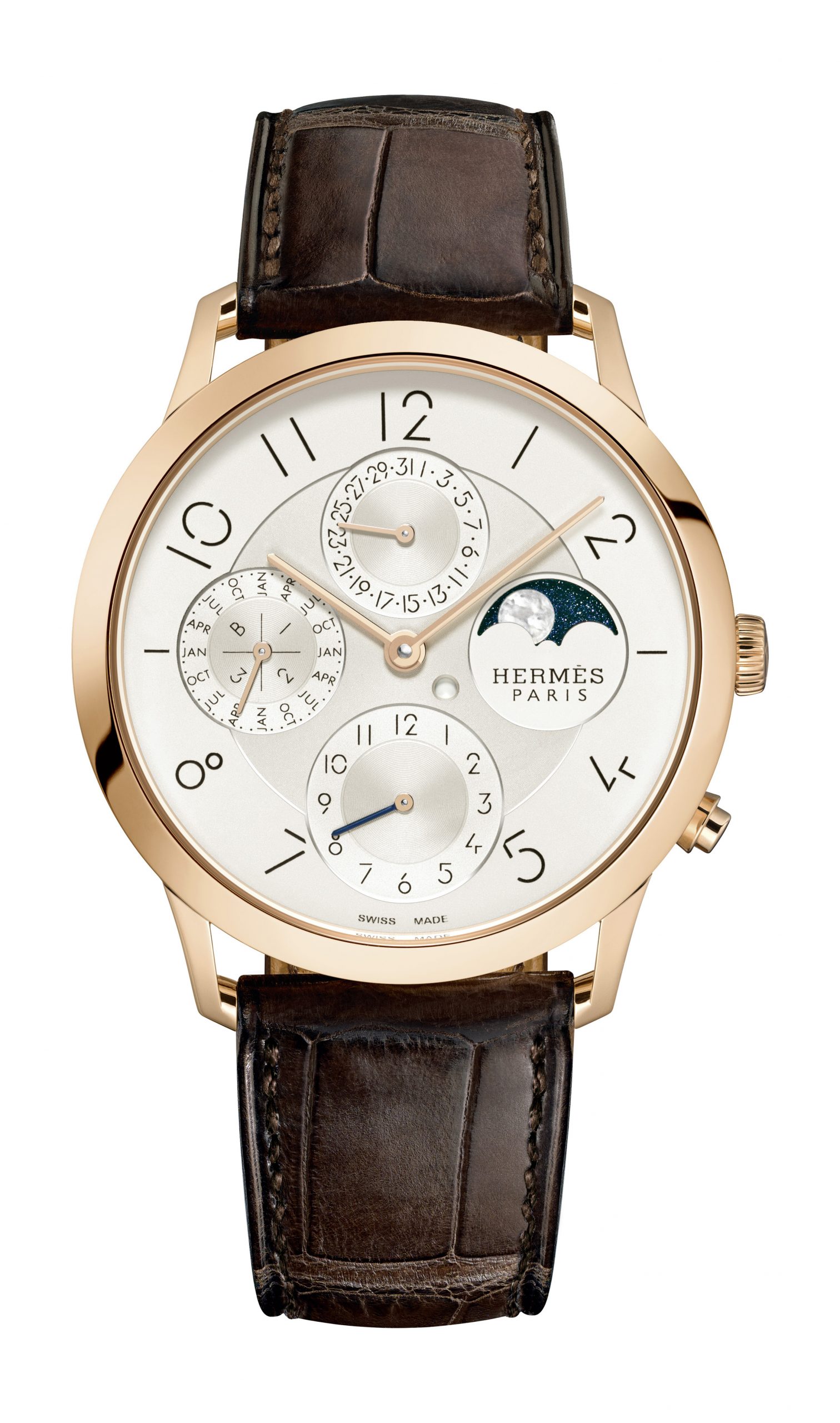 Hermès Slim d’Hermès Quantième Perpétuel luxury timepiece - detailed view