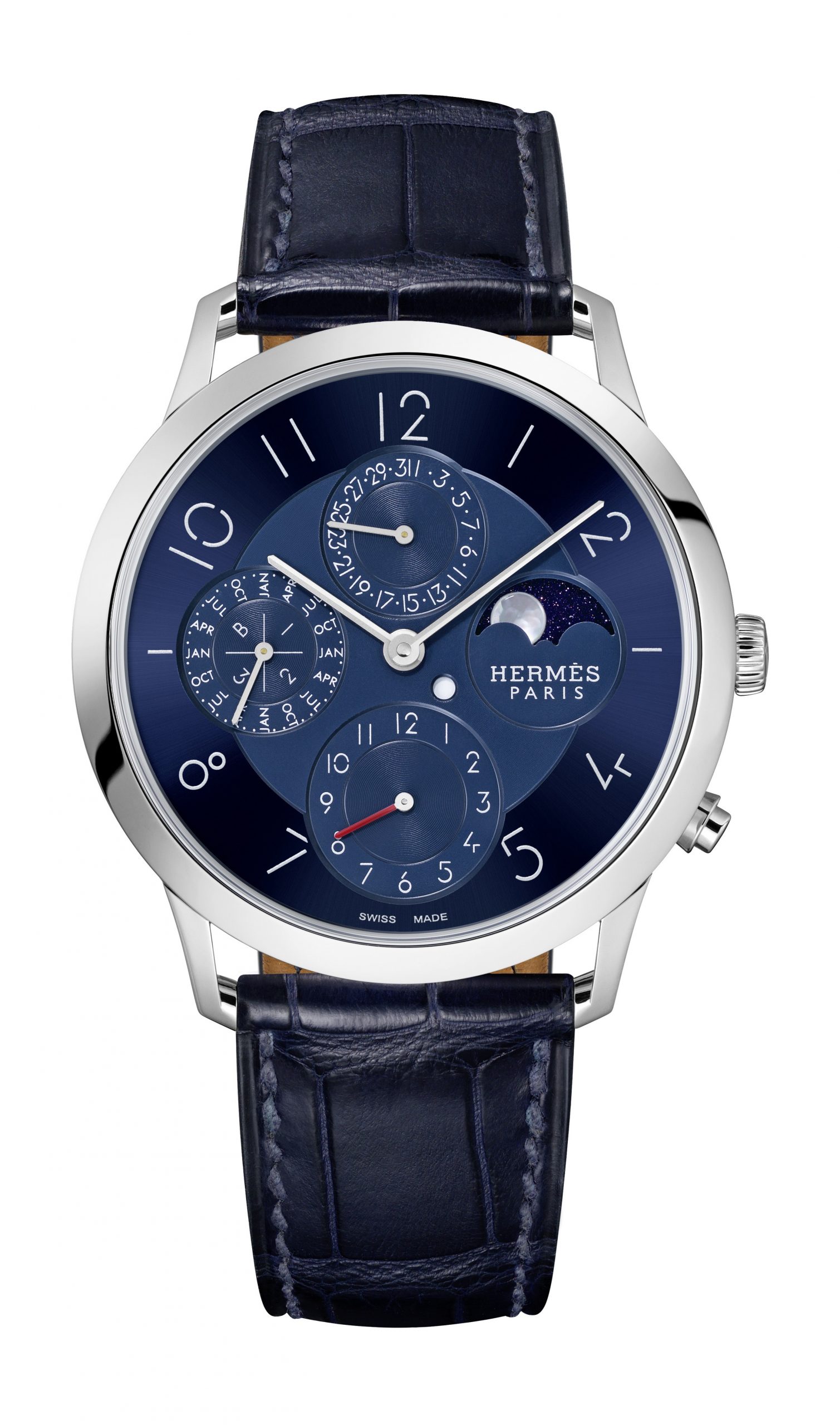 Hermès Slim d’Hermès Quantième Perpétuel luxury timepiece - detailed view