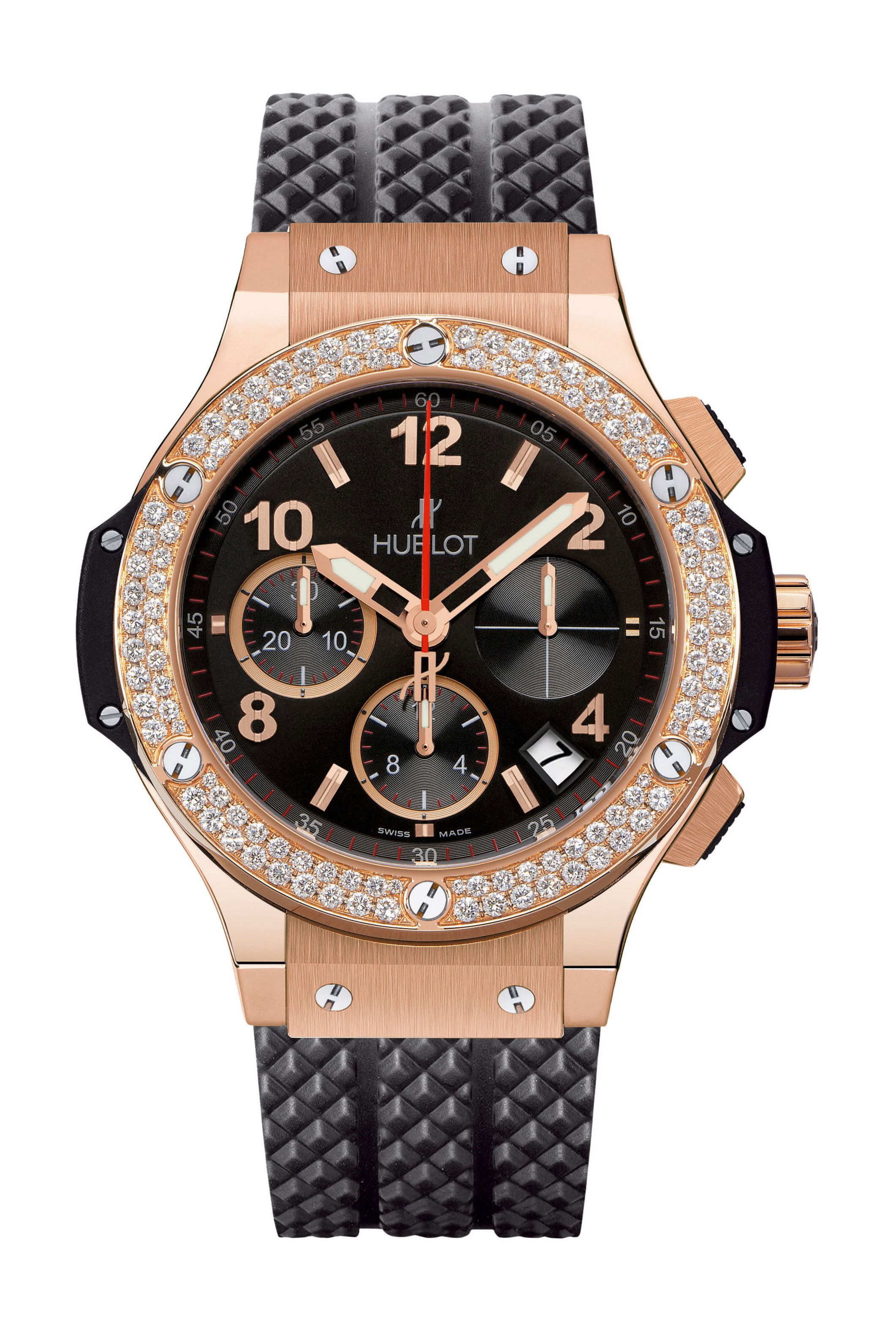Hublot Big Bang Gold Diamonds luxury timepiece - detailed view