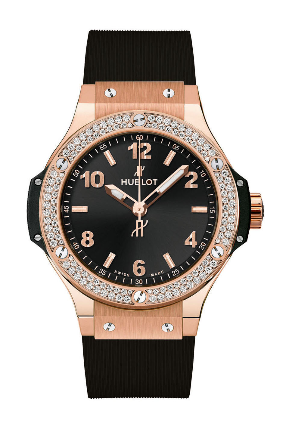 Hublot Big Bang Gold Diamonds luxury timepiece - detailed view