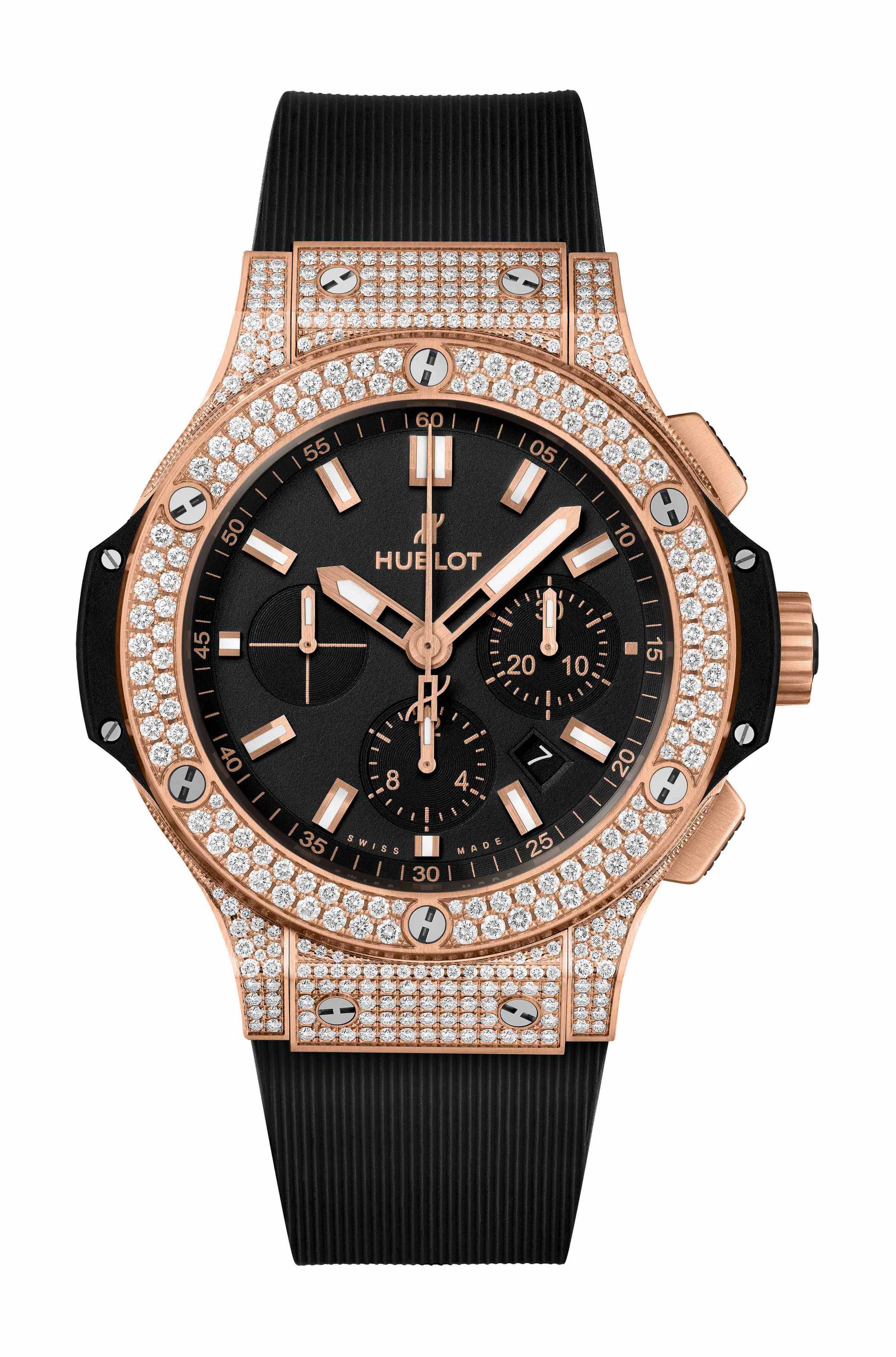 Hublot Big Bang Gold Pavé luxury timepiece - detailed view