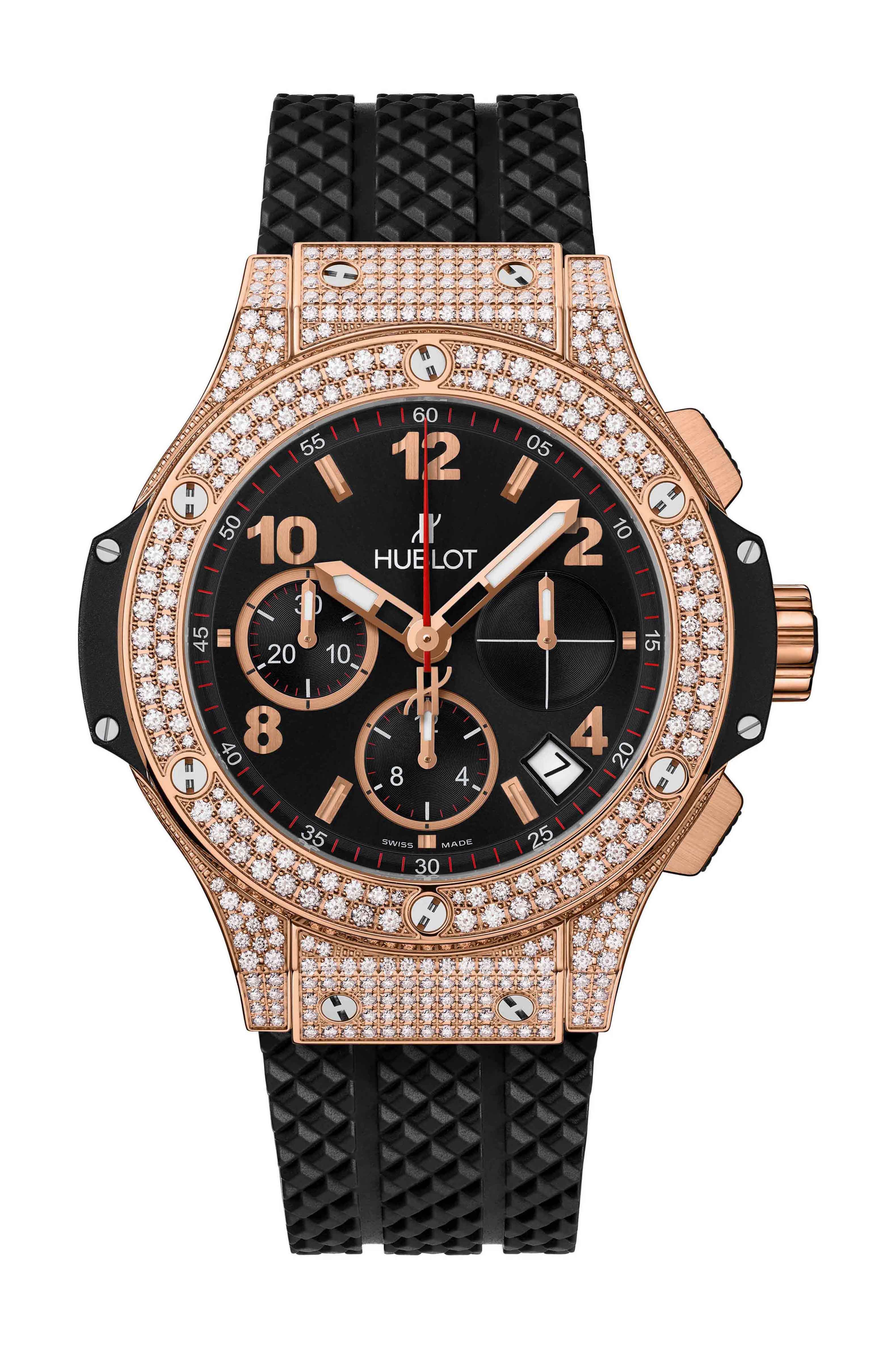 Hublot Big Bang Gold Pavé luxury timepiece - detailed view