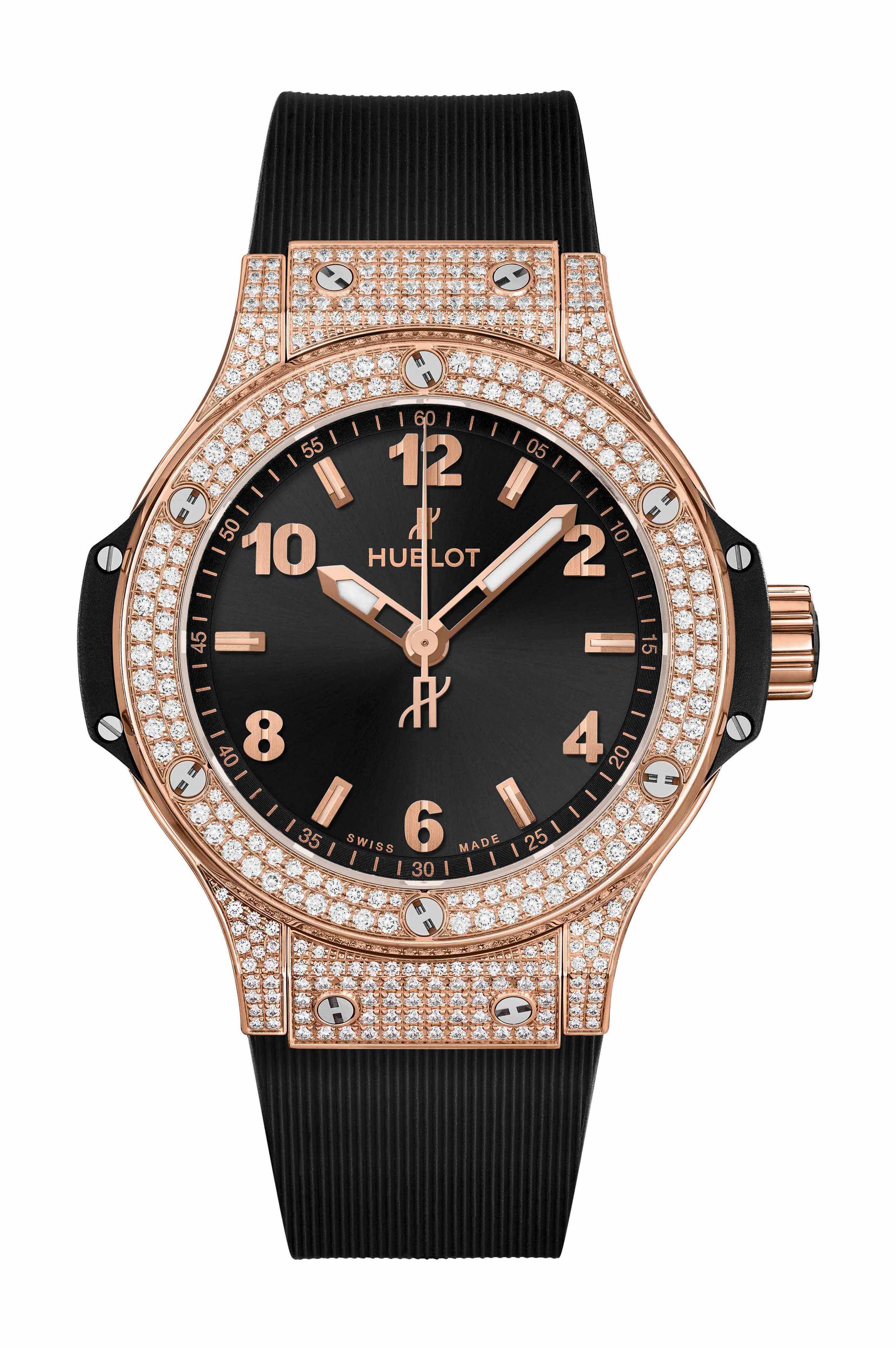 Hublot Big Bang Gold Pavé luxury timepiece - detailed view
