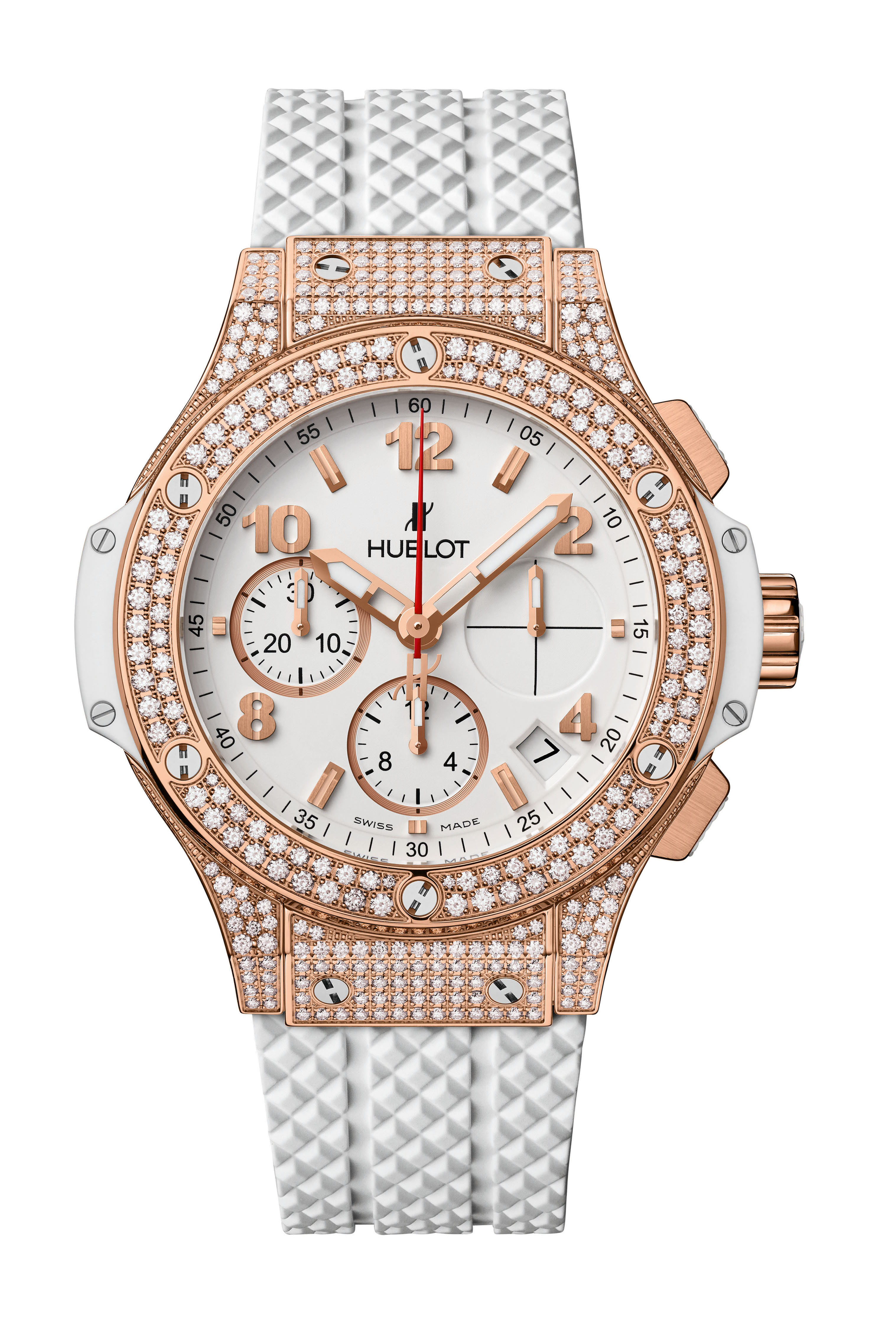 Hublot Big Bang Gold White Pavé luxury timepiece - detailed view